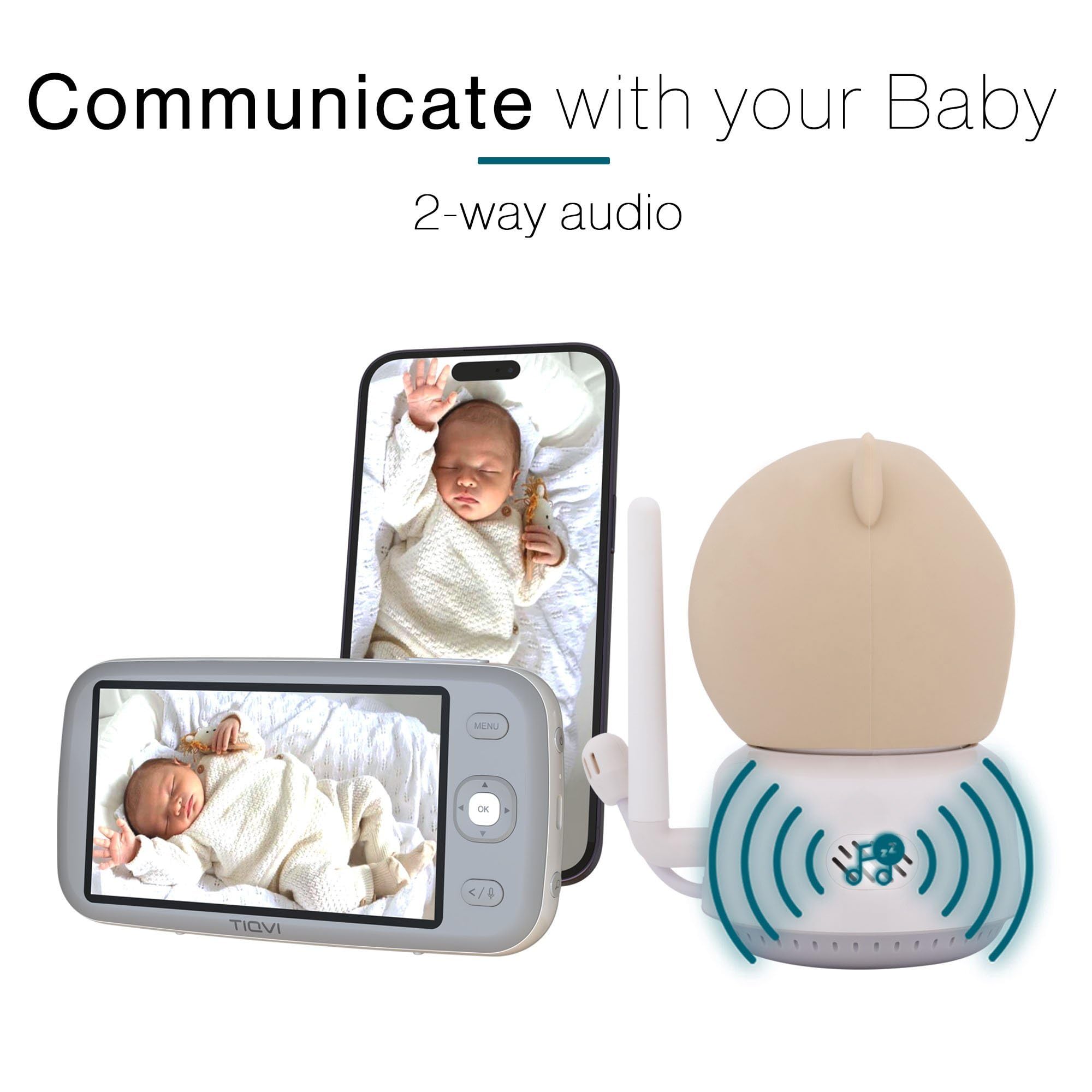 Inteligentna niania z monitorem, kamerą i aplikacją, 1080P, WiFi i Calex Smart App, noktowizor, wykrywanie ruchu, 2-drożny dźwięk, monitorowanie temperatury