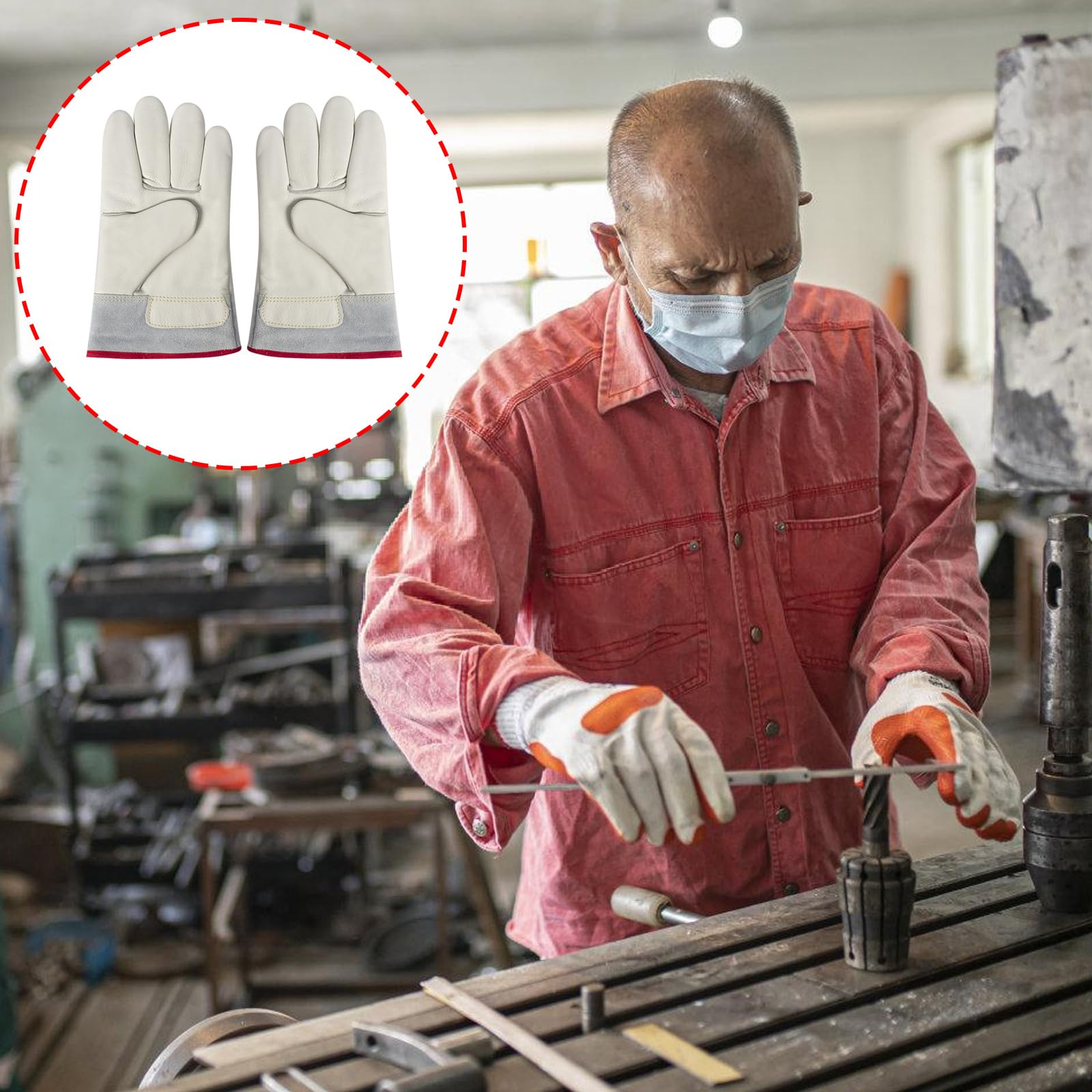 Guantes criogénicos de cuero con agarre antideslizante, guantes resistentes a líquidos para defensa contra el frío extremo hasta 260 °C, guantes de cuero que no congelan.