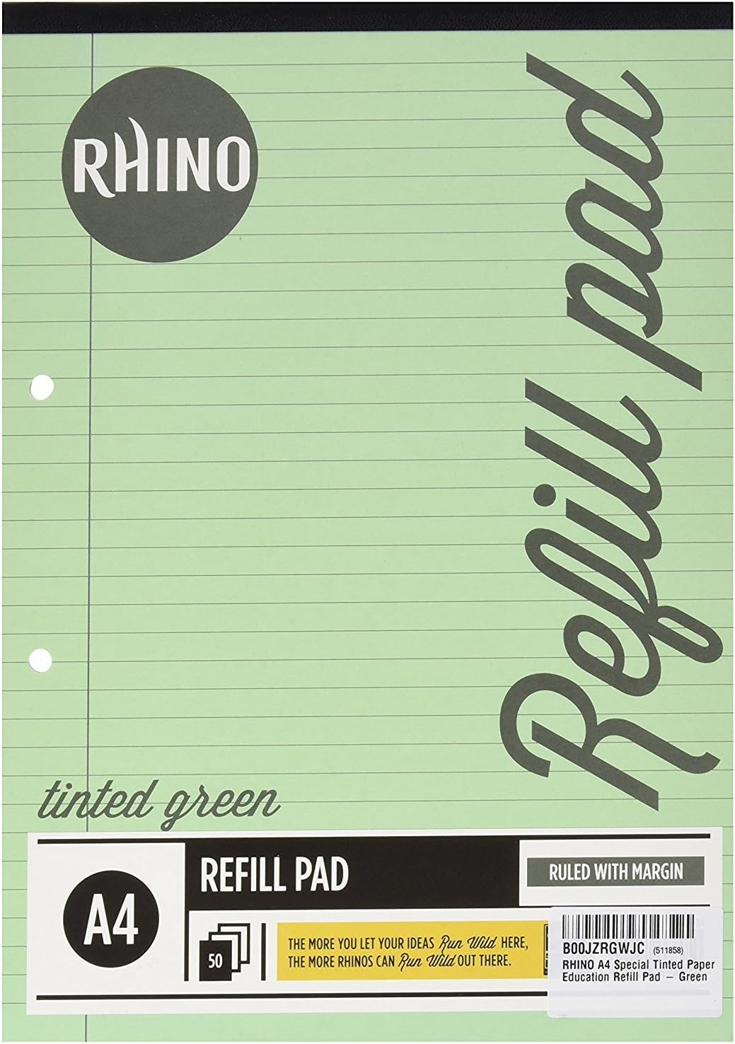 RHINO A4 REFILL PAD 50 LEAF TINTED GREEN (PACK OF 6)