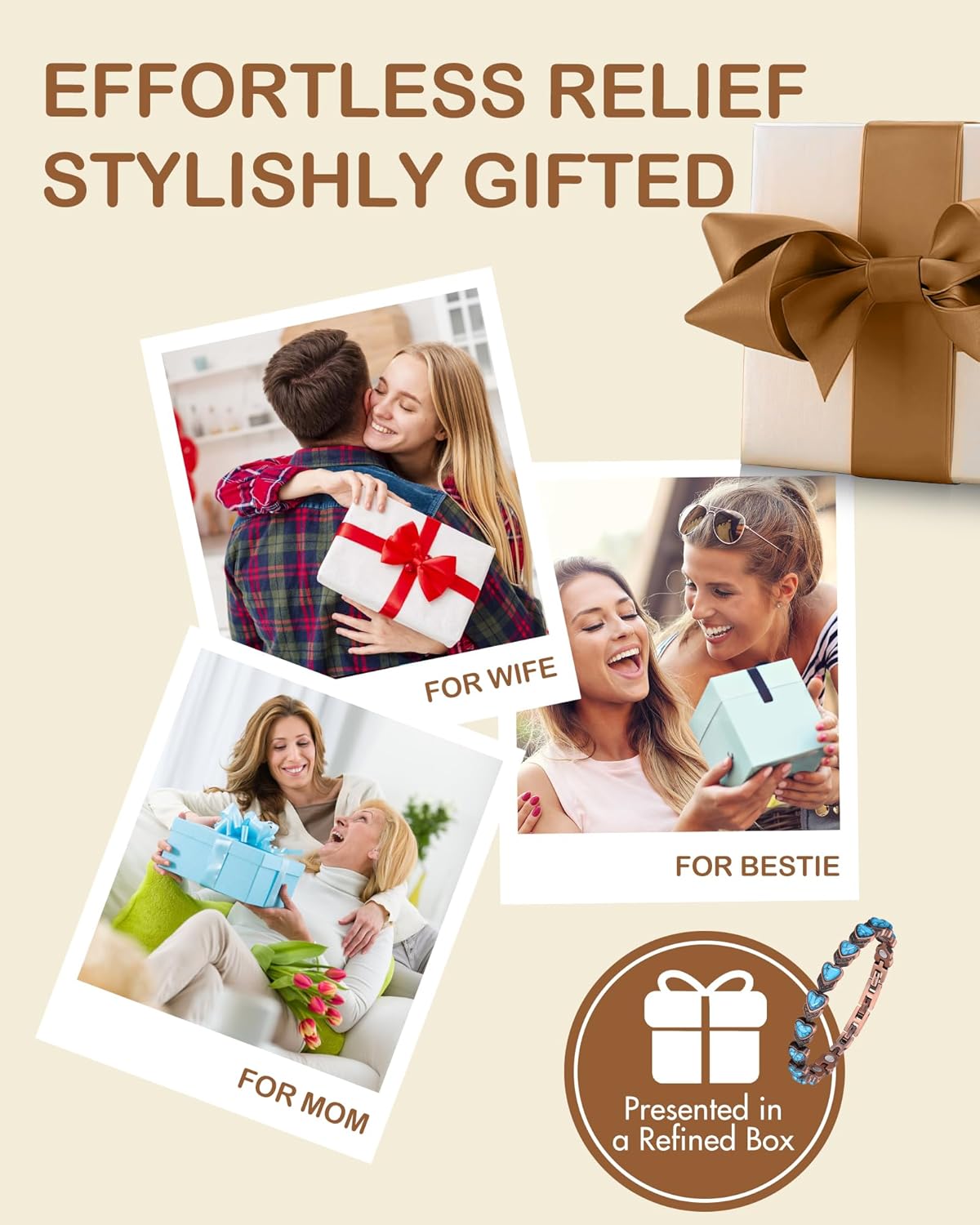 Feraco Pure Copper Bracelets for Women, Ultra Strength Magnetic Bracelet with 3800 Gauss Magnets & Natural Turquoise & Stones, Adjustable, Jewelry Gift - Image 8