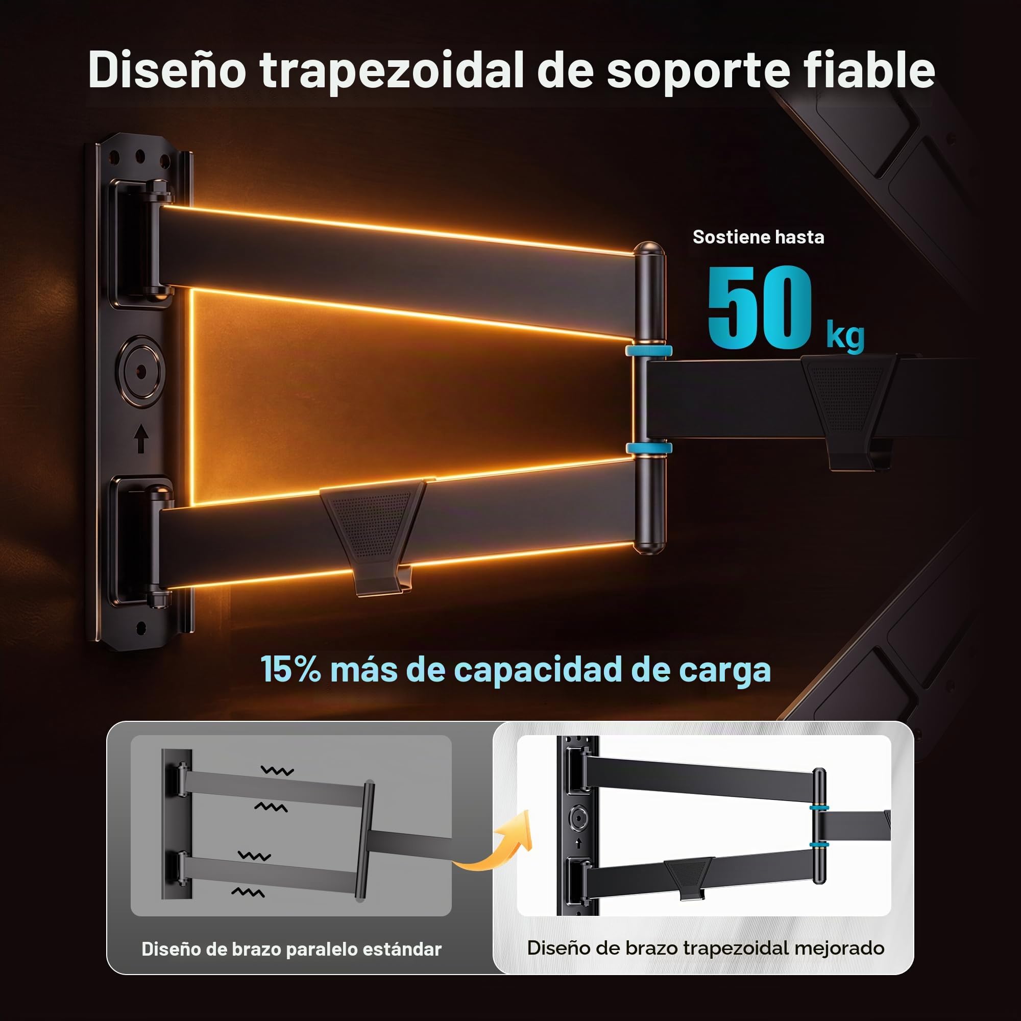BONTEC Soporte de Pared articulado para TV de 32 a 75 Pulgadas, Brazo Extensible de 838 mm, rotación 90 Grados de Horizontal a Vertical, 50 kg, Giro e inclinación, Montaje en Esquina, VESA 600x400 mm