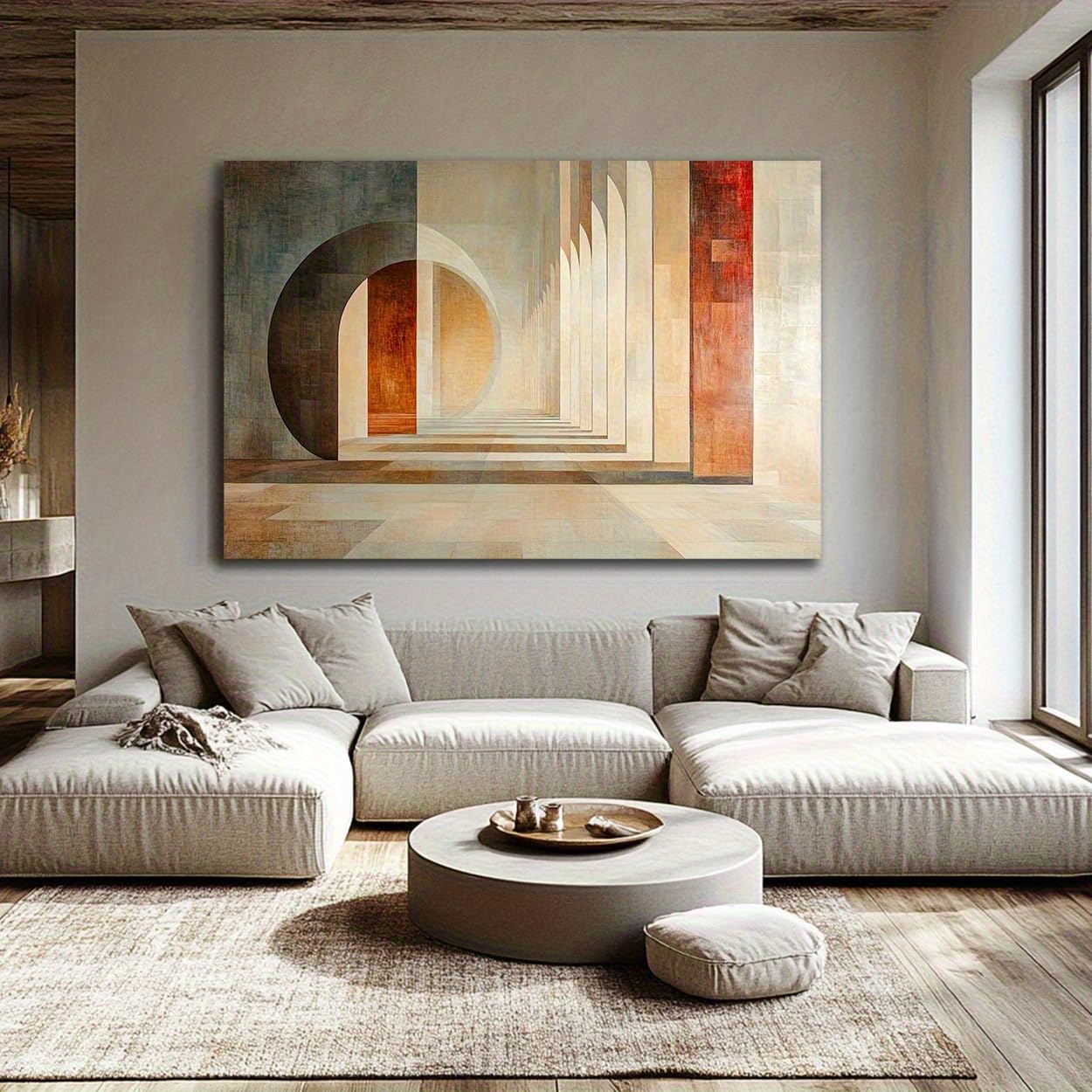 AEFOUU Canvas Wall Art Print Abstract Colorful Canvas Wall Picture, Layered Color of Library Dome, Modern Minimalist Art Painting(60x90cm/24x36in/Frameless)