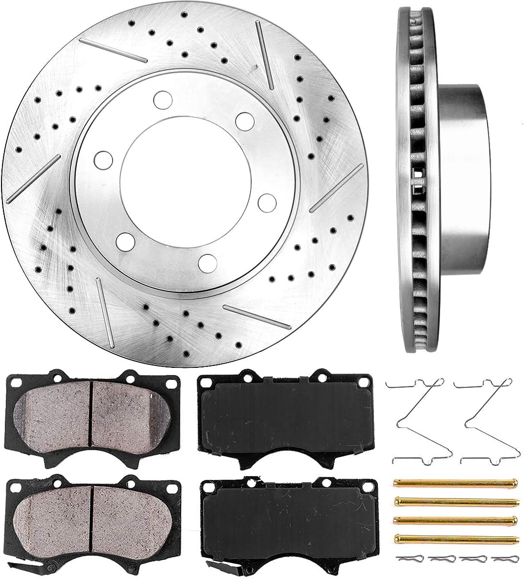 Brake Rotor And Pad Kit Complete Front & Rear Drilled & Slotted Brake Kit For 2001-2002 Dodge Ram 2500/3500 - Ceramic Pads & Rotors Oem Brakes And Rotors - Foto 8