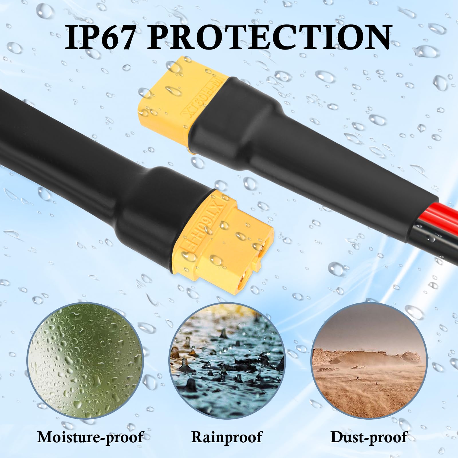 MOOKEERF XT60 - Cable de extensión de 10 AWG de 100 pies XT60 a XT60 con conector macho a hembra para estación de energía portátil, panel solar, batería RC