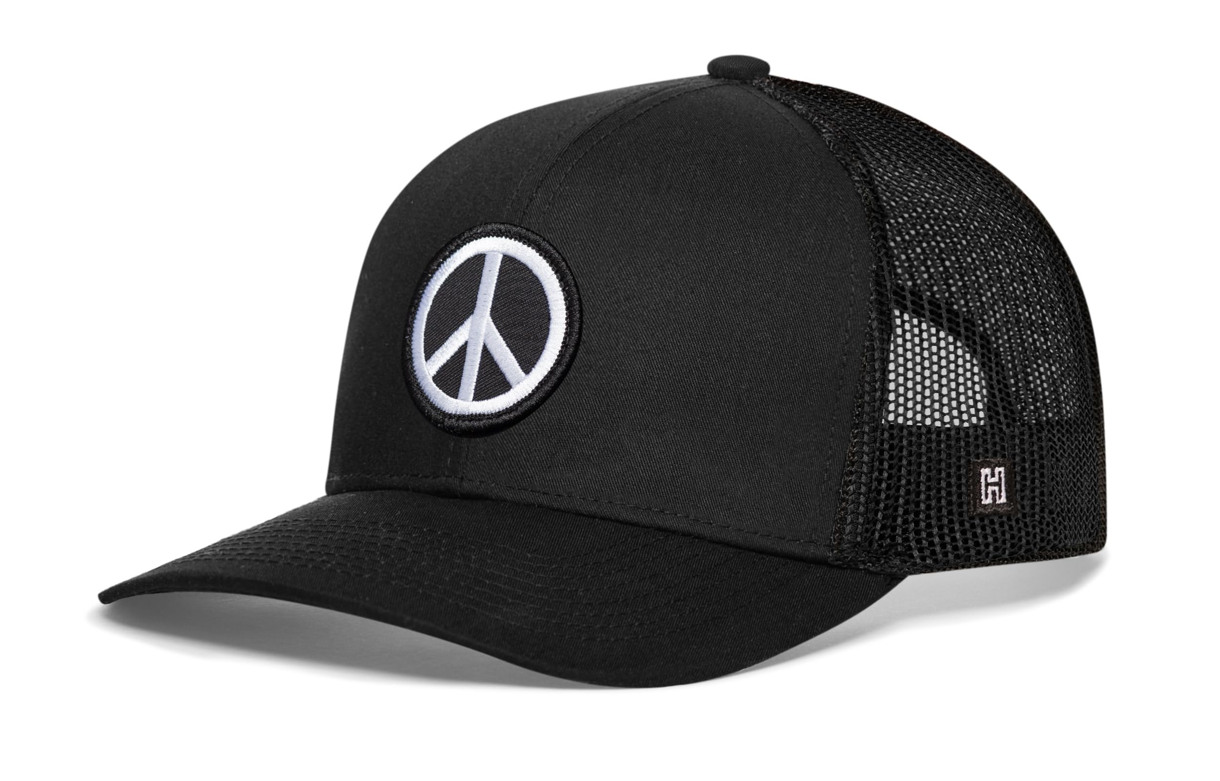 HAKA Peace Trucker Hat, Mesh Outdoor Hat for Men & Women, Adjustable Peace Sign Baseball Cap, Snapback Golf Hat Black