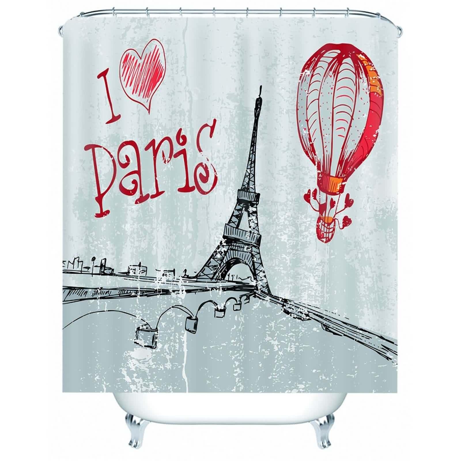 Rideau douche impermeable en tissu anti-moisissure Tour Eiffel 180x180
