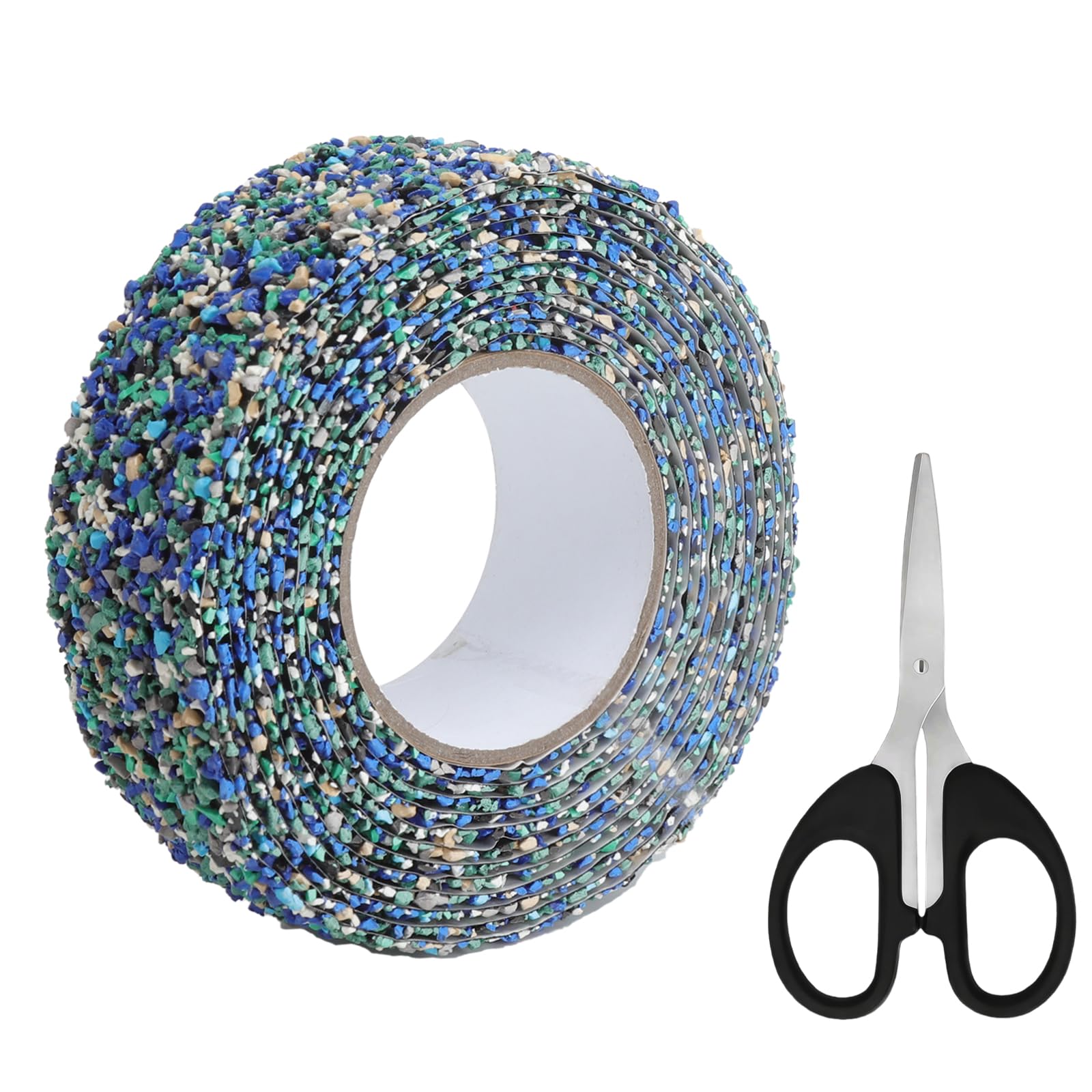 Bande antidérapante en caoutchouc 50mmx5m, autocollante avec petits ciseaux, bande adhésive antidérapante pour escaliers cabines de douche piscines réservoirs d'eau et pièces humides (bleu)