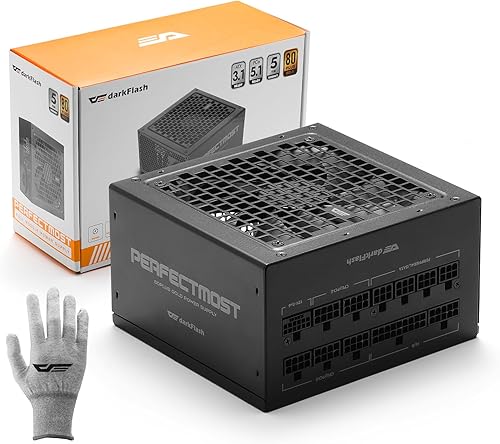 Miniatura 8 de darkFlash Fuente de alimentación totalmente modular PMT750 ATX 3.1 y PCIe 5.1 lista, cable de 12VHPWR incluido, condensadores 100% japoneses a 221.0