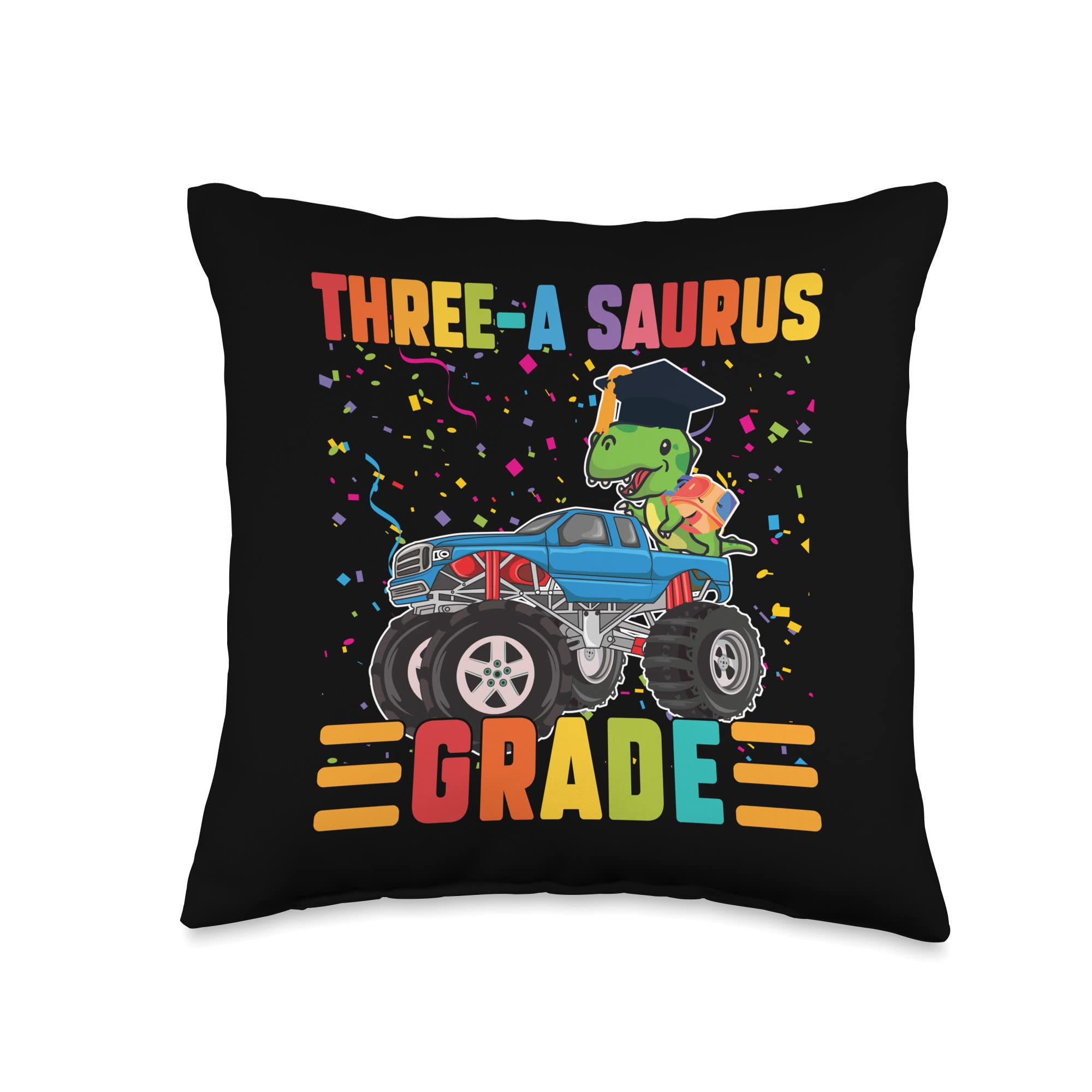 Three-a Saurus Third Grade Throw Pillow, 16x16, Multicolor