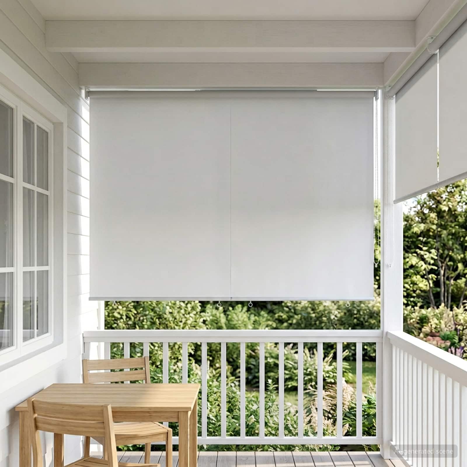 Tenda avvolgibile in poliestere bianco con protezione UV | Montaggio a parete o a soffitto, controllo termico, privacy, catena laterale regolabile