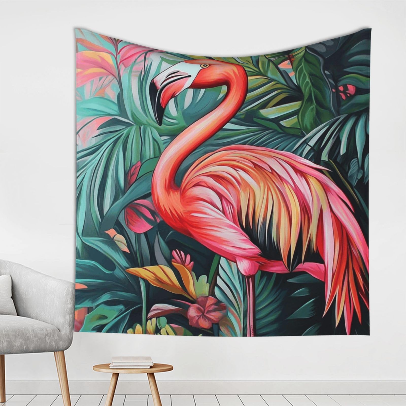 Xopekvlawm Tropical Flamingo Tapestry Wall Hanging For Bedroom Aesthetic Wall Mural Tapestries 150X150 Cm Art Backdrop Tapestries Landscape Poster Tapestry For Living Room Dorm Office Home Decor