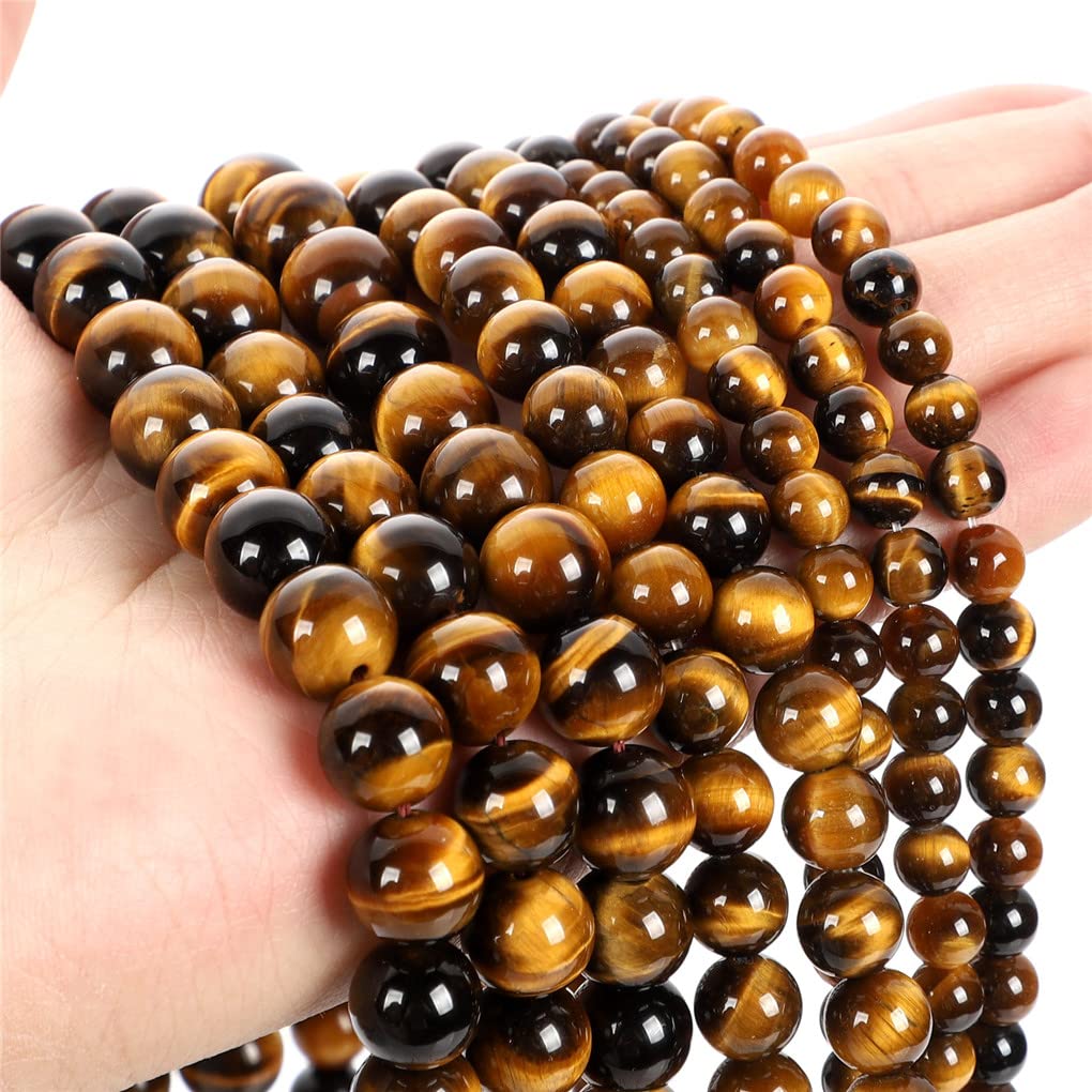 Perles en pierre naturelle, agate œil de tigre colorée, perles rondes en vrac pour la fabrication de bijoux, bracelets DIY, jaune AAA 6 mm, 60 à 62 pièces