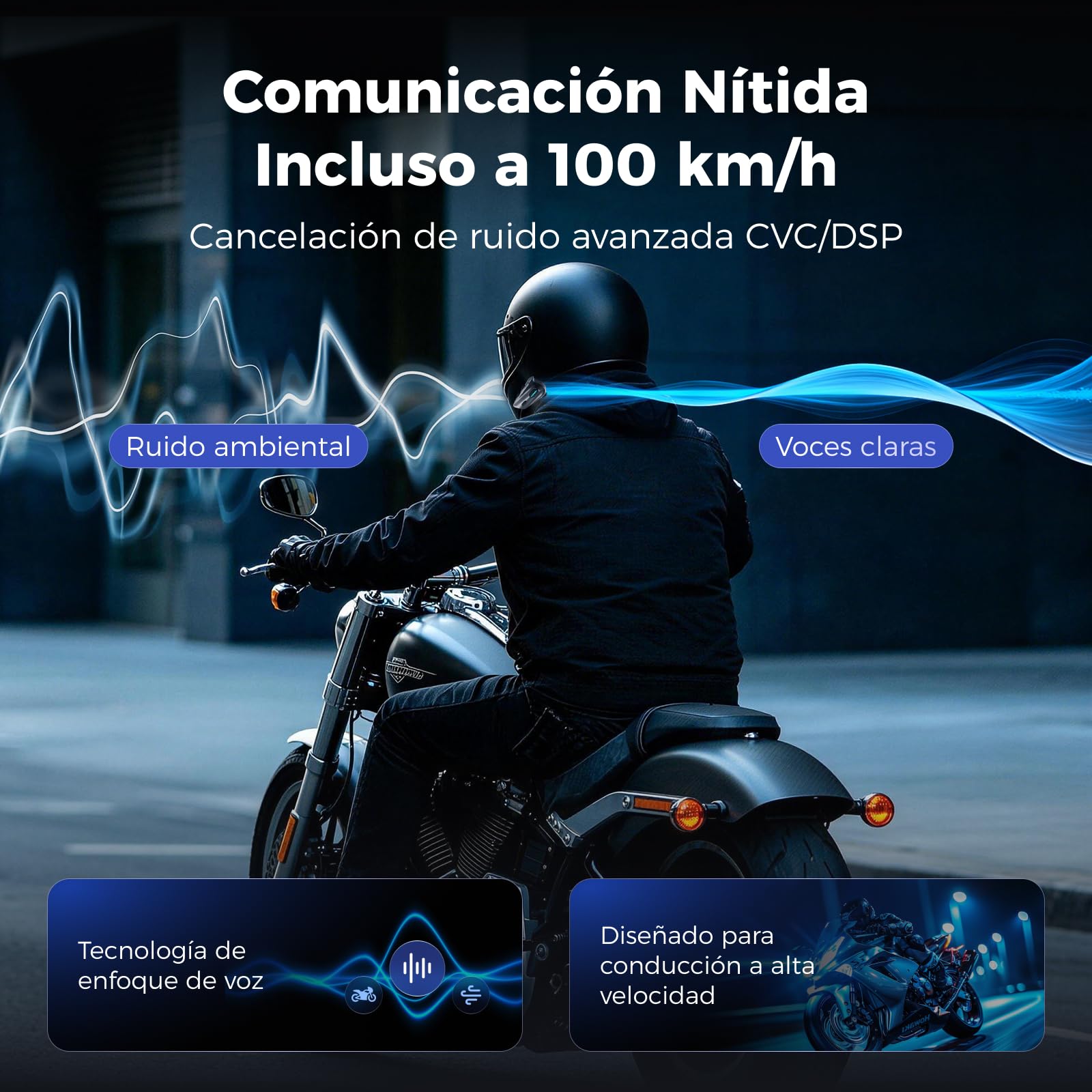 2Y Intercomunicador Casco Moto Bluetooth, 2 Motociclistas Intercom, Cancelación de Ruido, Emparejamiento Universal, Audio Multitarea, IPX5, FM