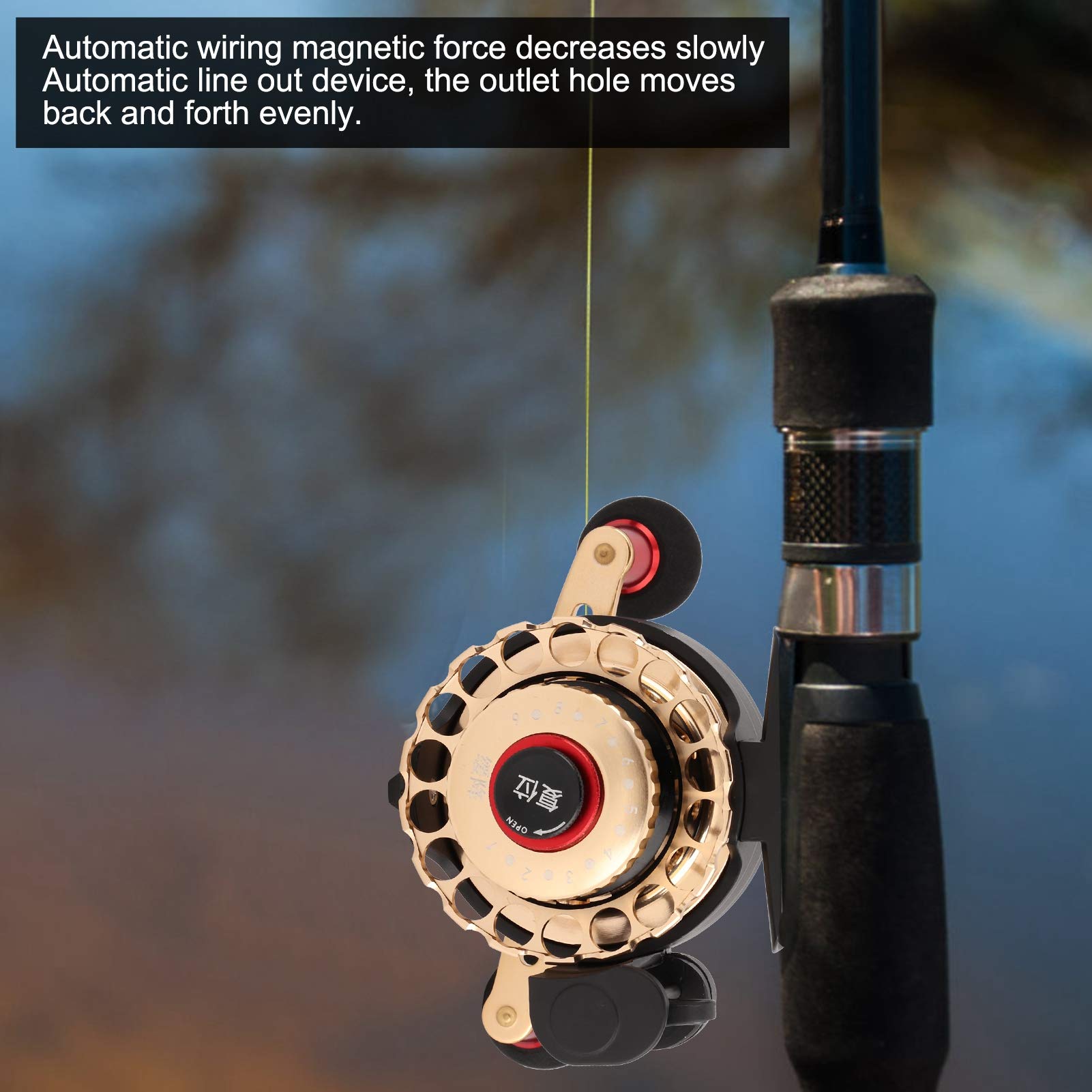 HERCHR Mulinello da Pesca, Mulinelli da Pesca su Zattera Interamente in Metallo Posizionamento 3.6:1 con Dispositivo di Uscita Magnetico Automatico per Gli Appassionati di Pesca