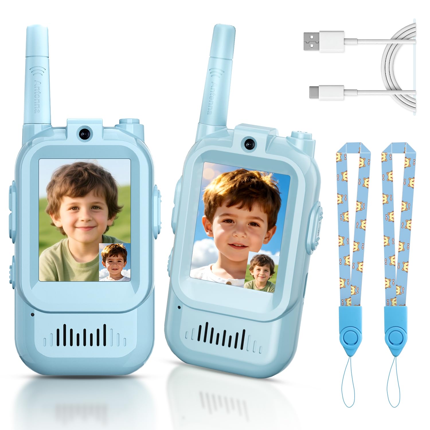 Video Walkie Talkies for Kids, Handheld 2 Pack Rechargeable Video Intercom Kids Walkies Talkies, Indoor Outdoor Toys for Family Games, Outside,