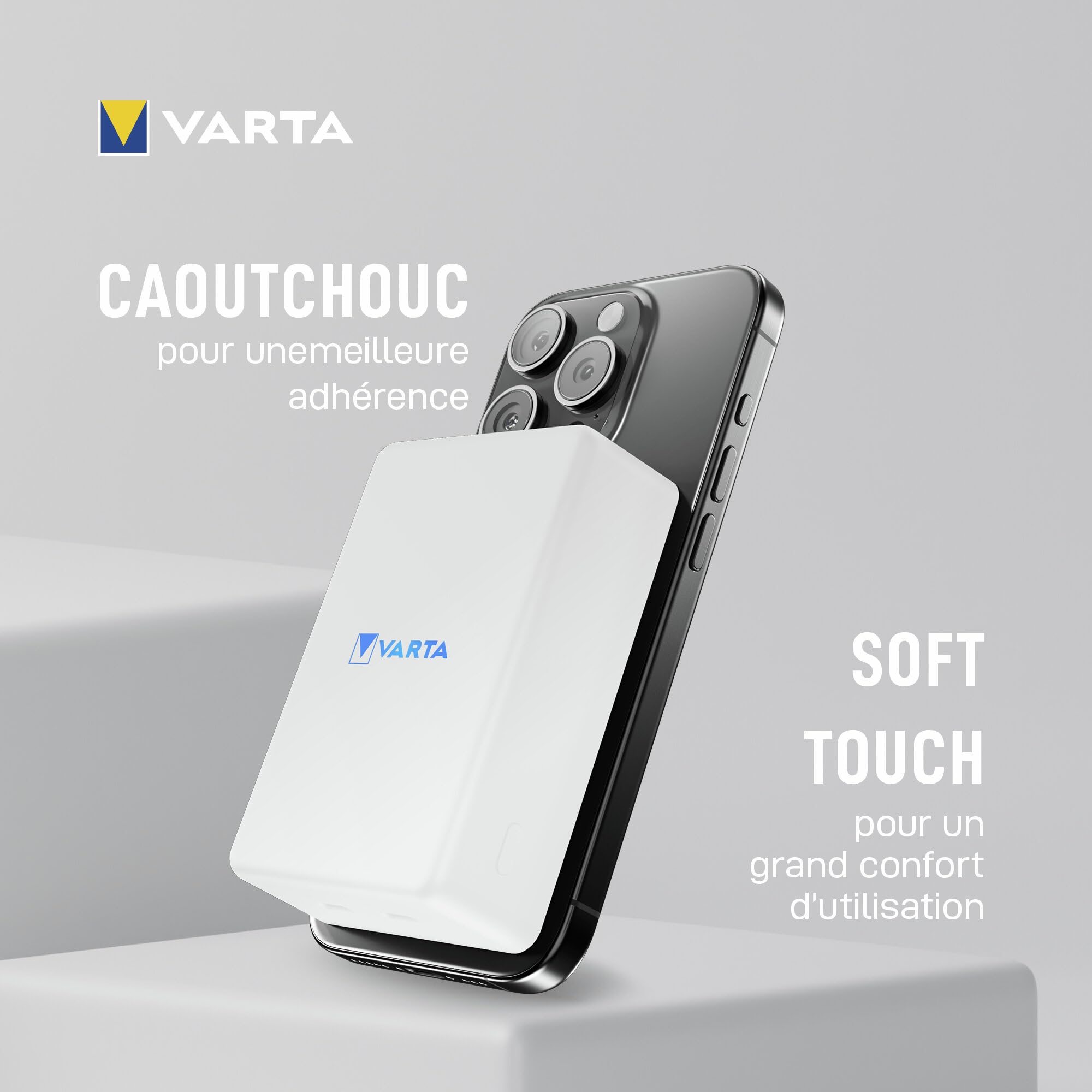 VARTA Power Bank 10000 mAh, Mag Pro, magnétique, sans Fil, Coloris Blanc