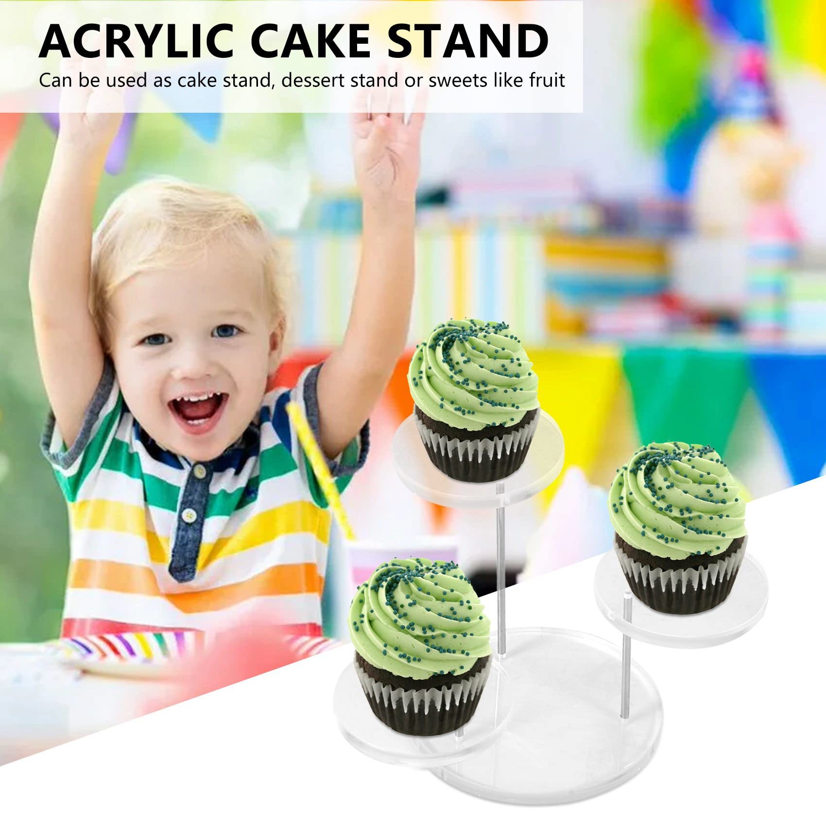 Lot de 2 présentoirs ronds en acrylique pour cupcakes - Support de qualité supérieure pour desserts et pâtisseries