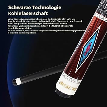 OKHEALING Carbon T700 Carbon Fiber Billiard Cue 12.4mm Multilayer Pigskin Tip XTC Sleeve Spool Handle 1/2 Joint Handmade Straight for 8 Ball/9 Ball 19-20oz with