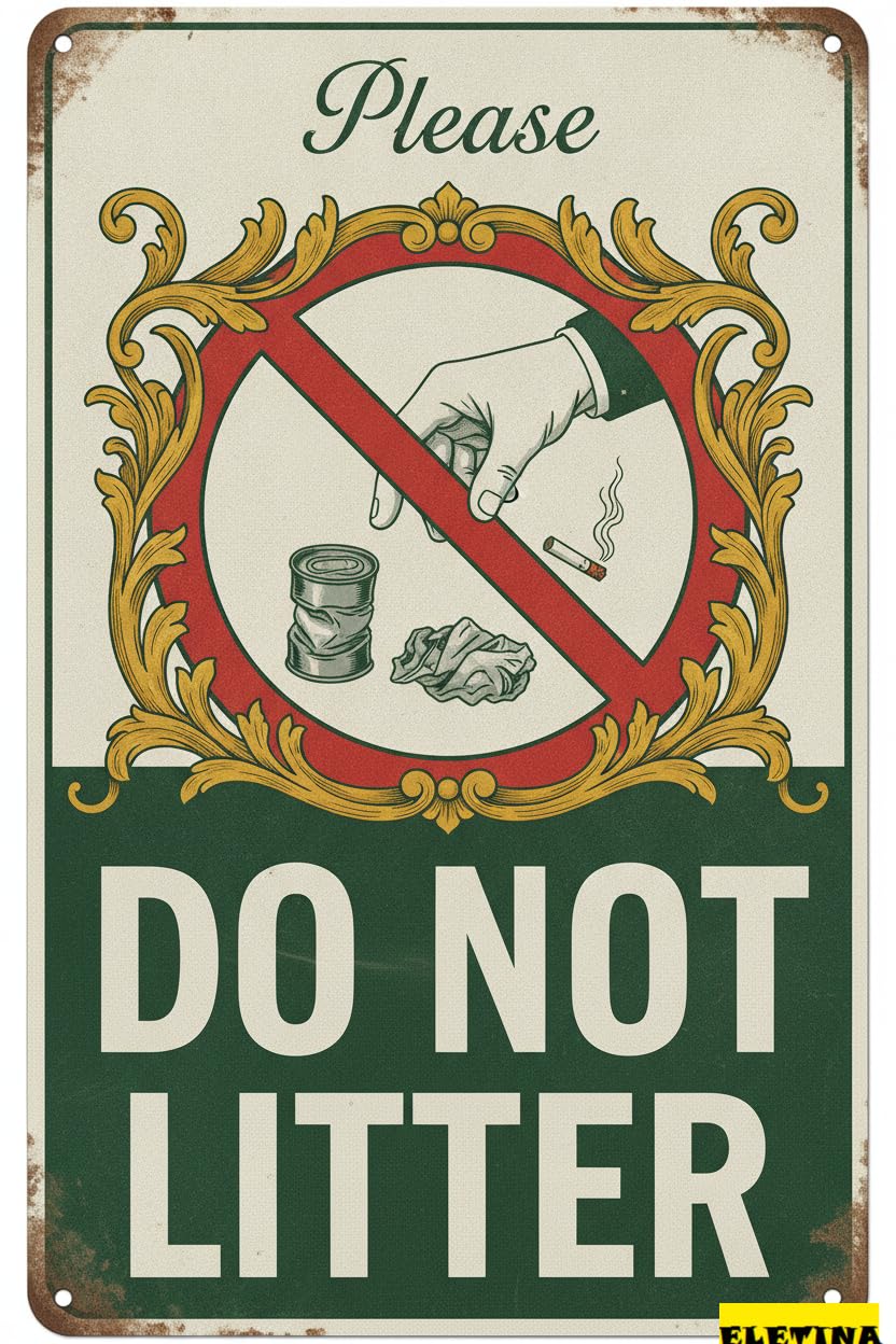 Personalized Sign for Man Cave Please Do Not Litter, 8x12 Reflective Aluminum No Dumping S Private Property, Keep Off Grass S Outside, Uv Protected Decorative