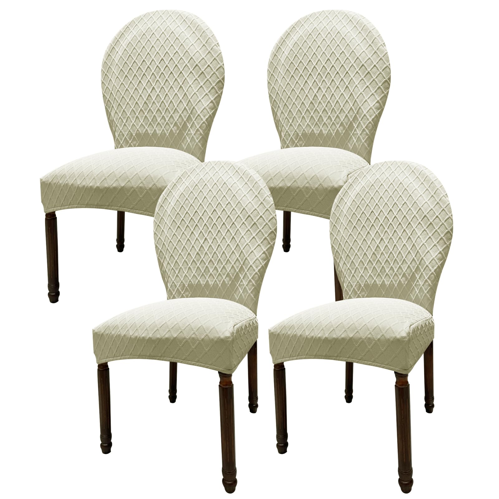 Photo 1 of HYJAOAON Set of 4/6 Round Back Dining Chair Slipcovers, Large Beige