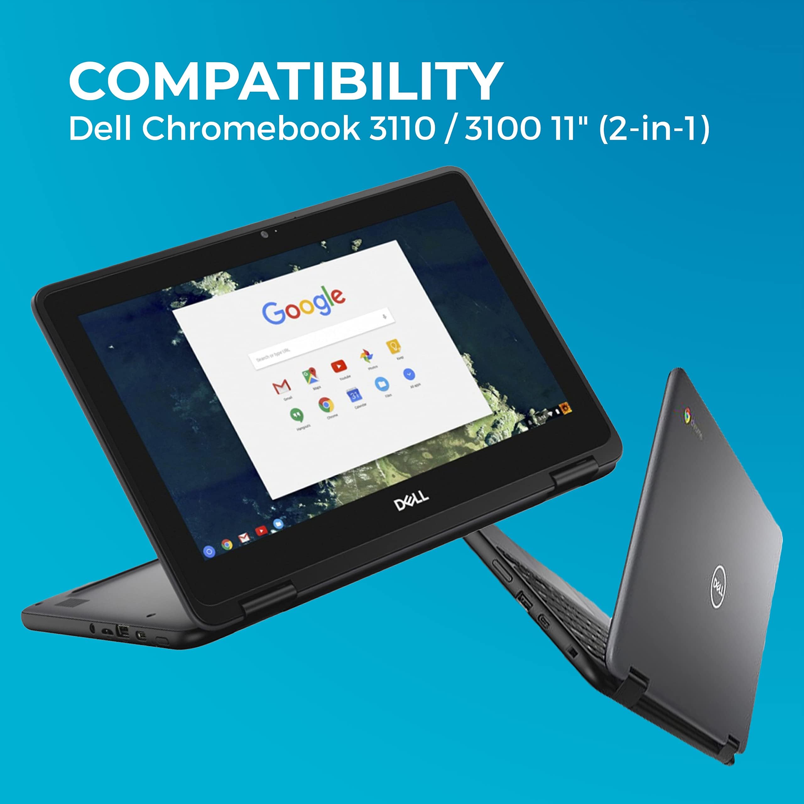 Gumdrop Droptech - Funda para portátil Dell 3100 2 en 1 Chromebook para estudiantes K-12, profesores, niños, color negro, resistente, absorbe golpes, extrema protección contra caídas