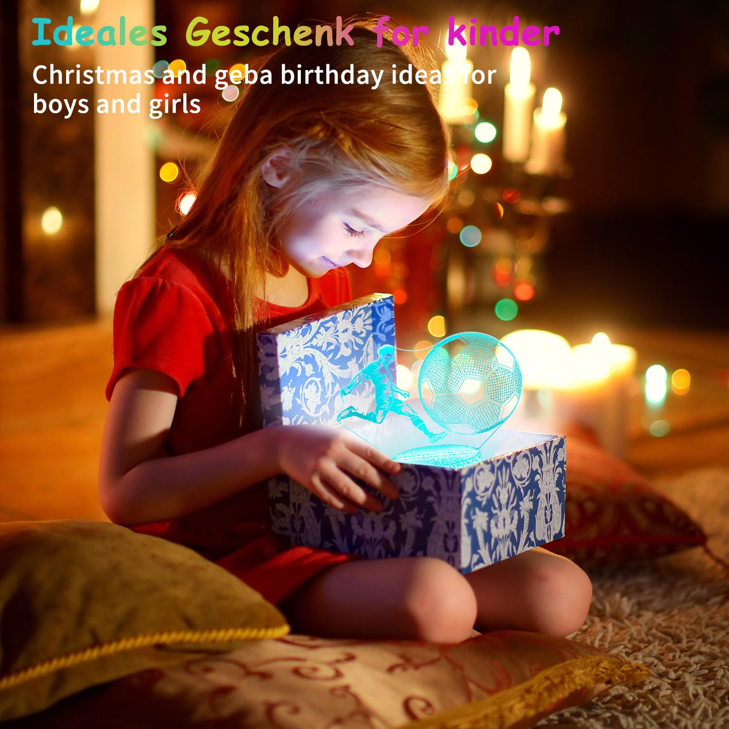 Yulado Fussball Geschenke Jungen Kinder Mädchen, 3D Nachtlicht Optische Täuschungs Deko lampe mit 16 Farben Ändern und Fernbedienung, Fußball Geburtstag Weihnachtsidee für Jungen Mädchen