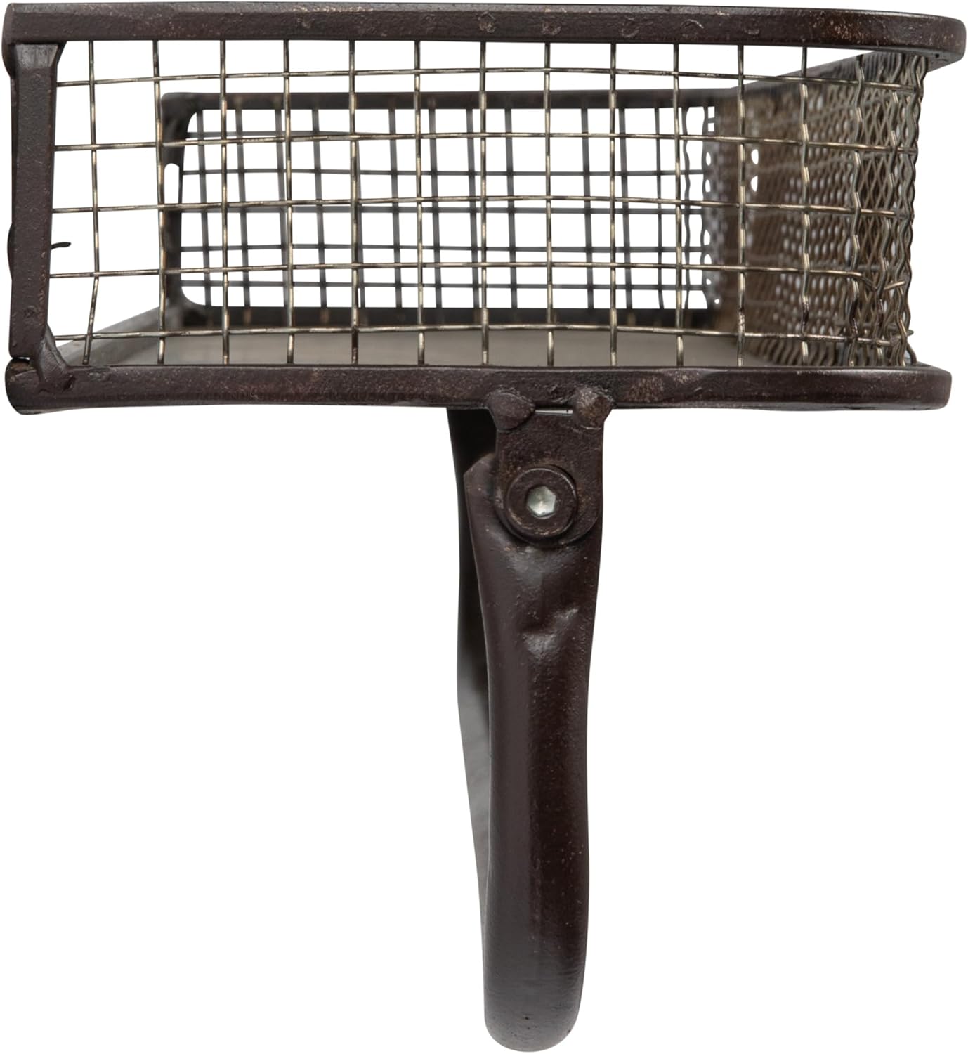 Gray Iron Floating Wall Shelves with Hanging Bar, Set of 2