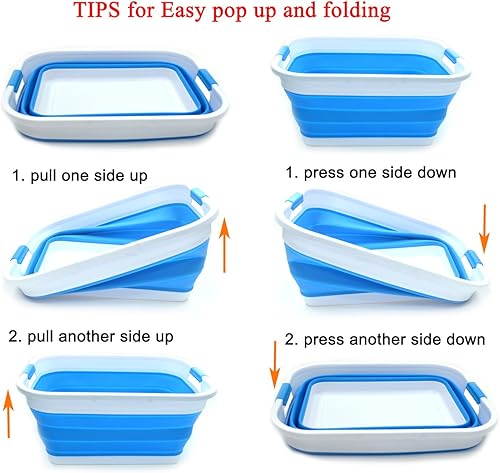 Miniatura 7 de SAMMART Canasta plegable de plástico para la ropa sucia, recipiente de almacenamiento plegableorganizador, ahorro de espacio, rectangular