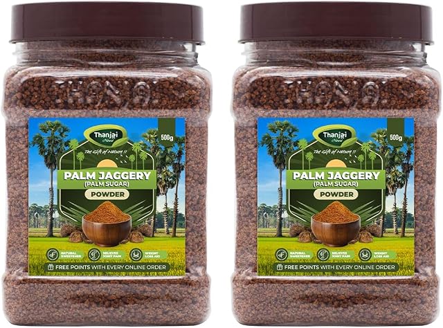 Thanjai Natural Palm Sugar / Palm Jaggery Powder, 500 g Jar
