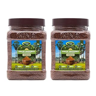 Thanjai Natural Palm Sugar | Palm Jaggery Powder | 100% Pure, Natural and Unrefined Traditional Sweetener | Authentic Palm-Based Jaggery Powder Made by Traditional Method | 500g x 2 Jars (Total 1Kg)