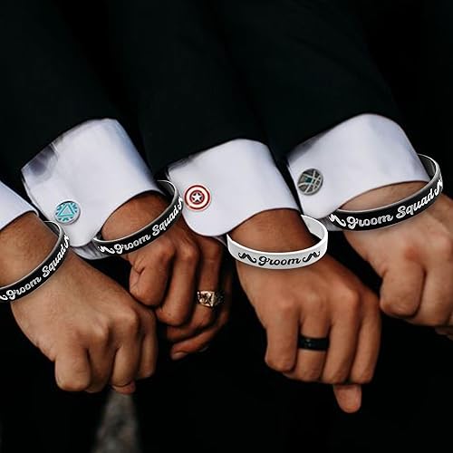 Miniatura 7 de PartyGifts&beyond Pulseras de silicona para regalar a padrinos de boda, 7 unidades, pulseras de goma elásticas para despedida de soltero