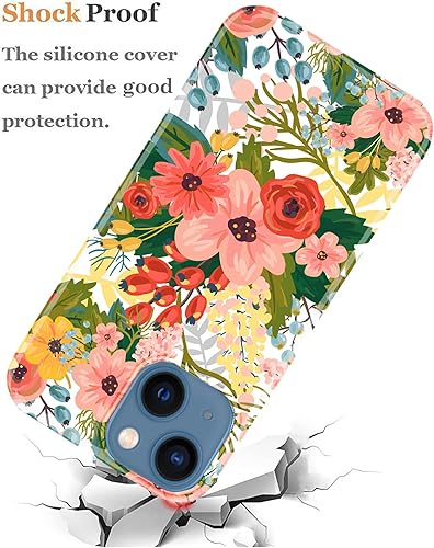 Miniatura 6 de J.west Funda para iPhone 13 de 6.1 pulgadas, suave, transparente, retro, rosa, floral, flexible, TPU, a prueba de golpes, transparente, elegante,