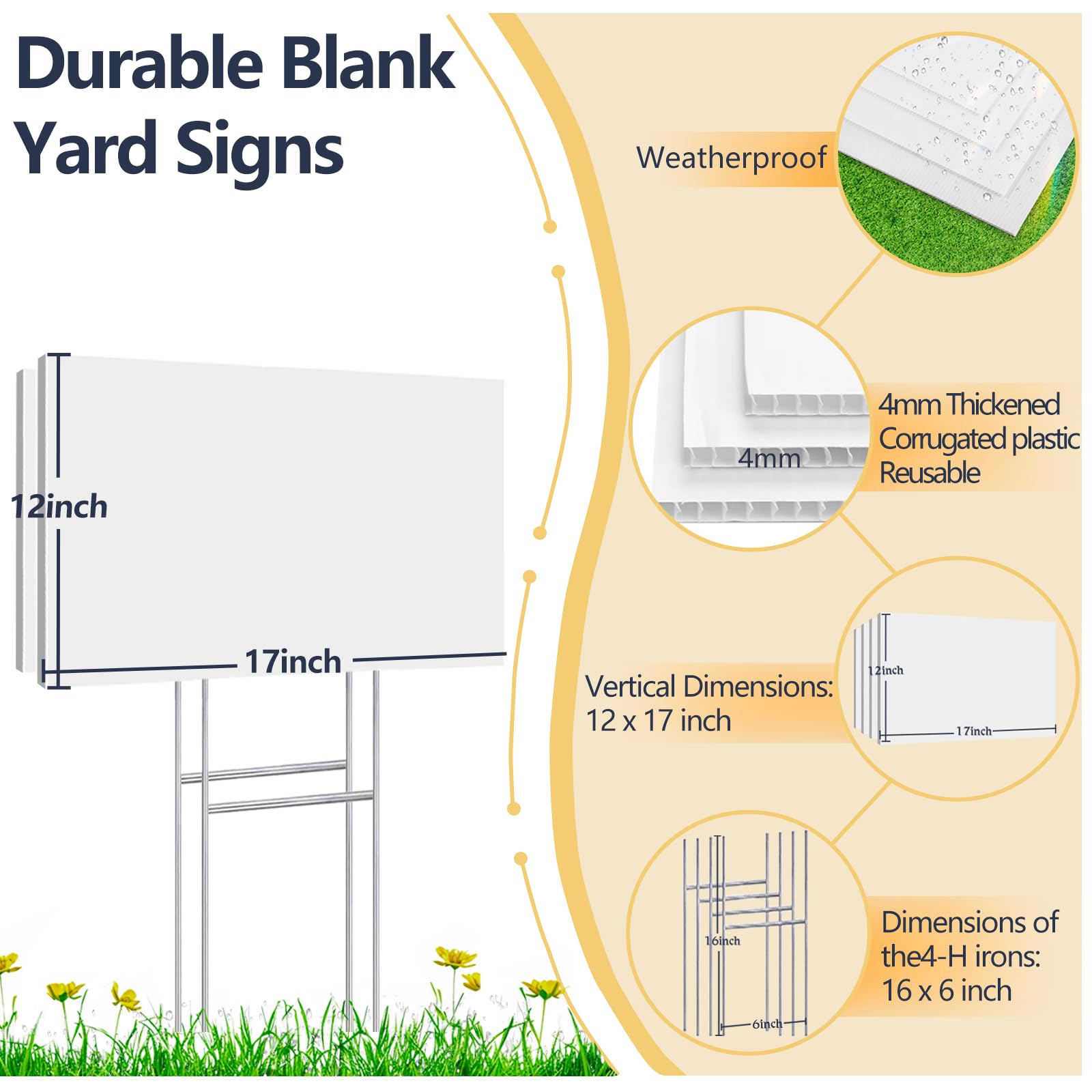 Snapklik.com : Rtshuok 8 Pack 17 X 12 White Blank Yard Signs