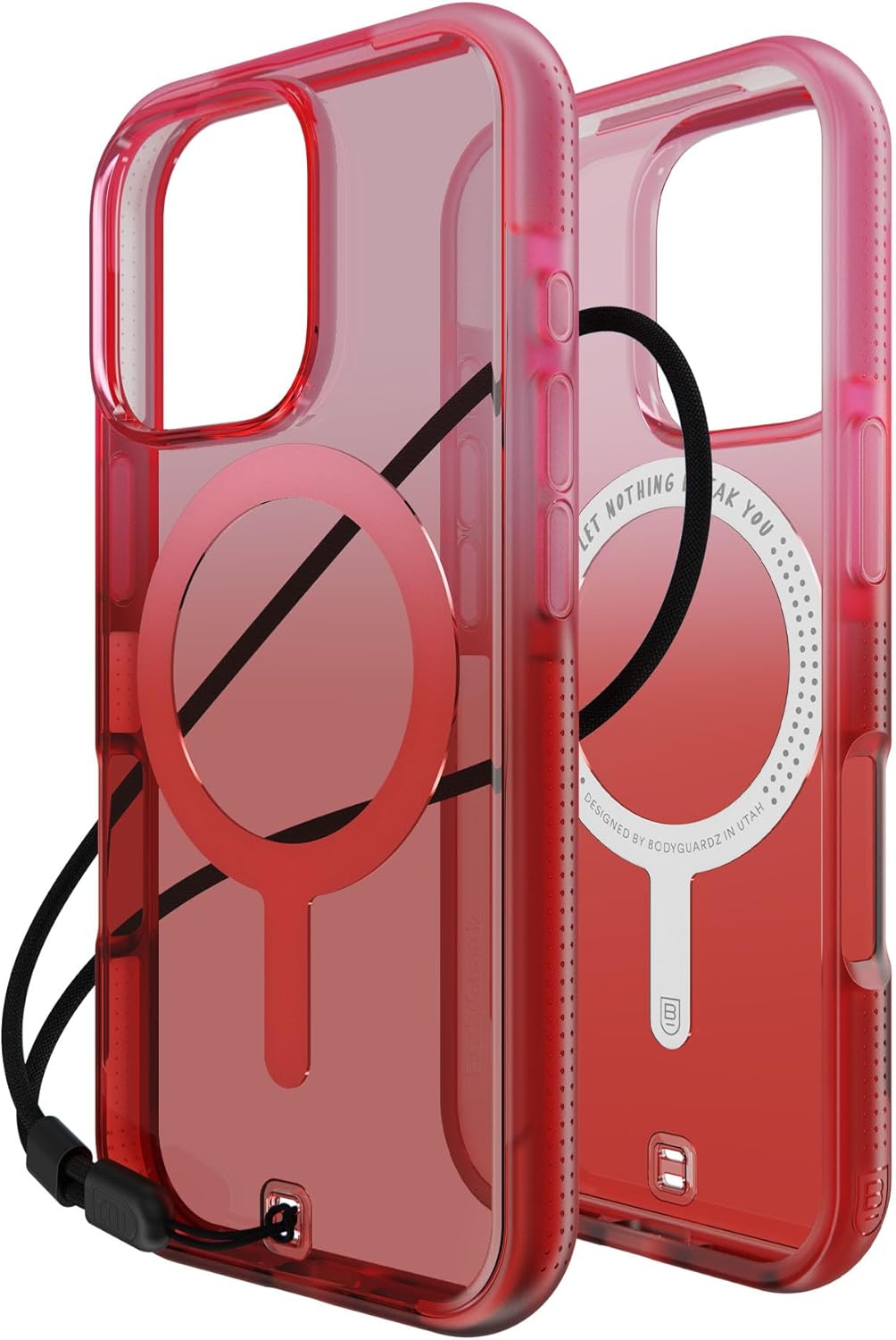 BodyGuardz Ace Pro Compatible with iPhone 16 Pro Case – Shockproof Cover with 18FT Drop Tested – Compatible with MagSafe – Wireless Charging – Responsive Buttons – Orange/Ombre (Orange)