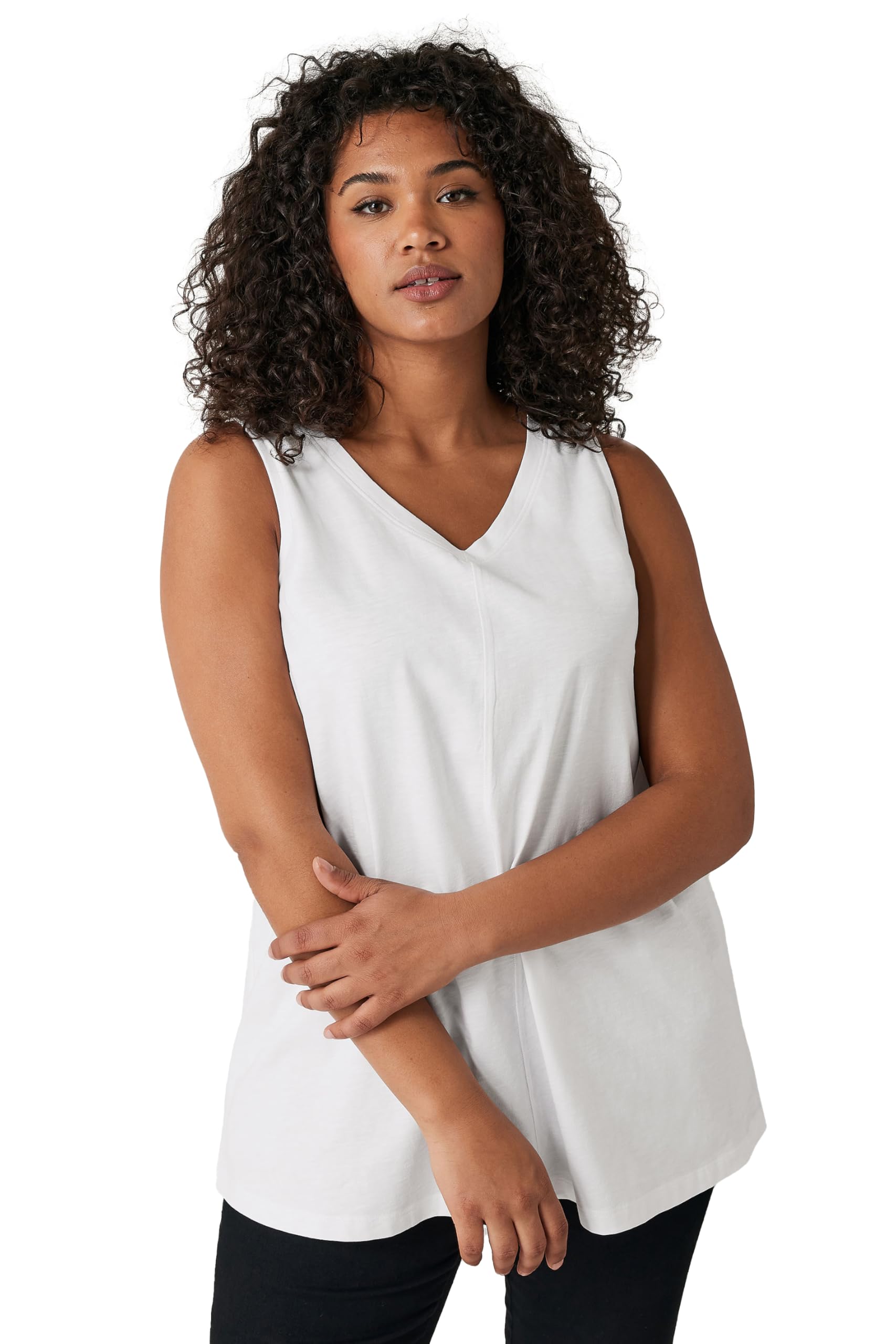 Evans Women's White Curve Premium Cotton Vest Top - Plus Size Curve