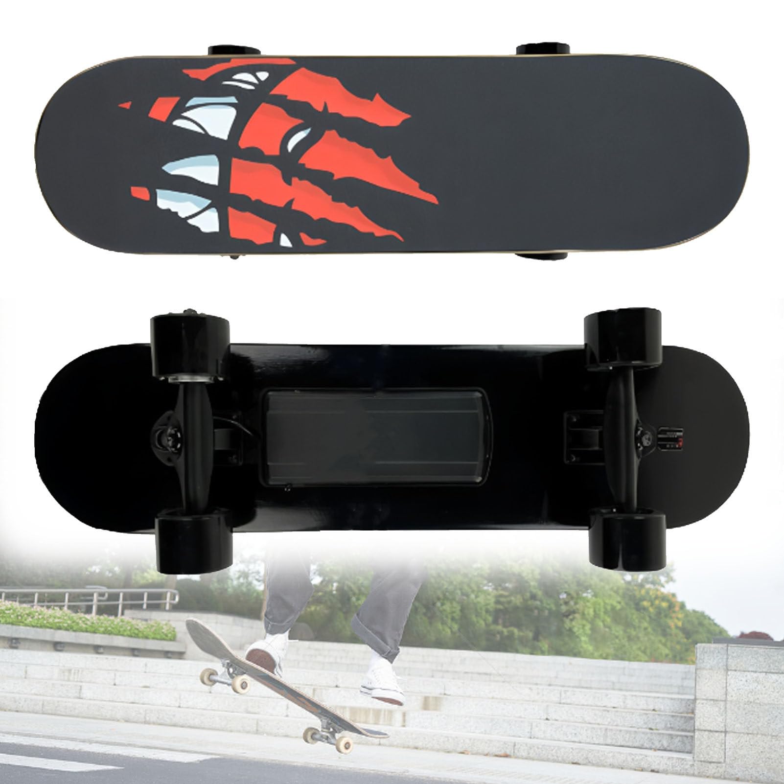 Skateboard éLectrique avec TéLéCommande, Longboard éLectrique De 300 W pour Les Trajets Quotidiens, Autonomie De 15 Km, Skateboard Longboard pour Adultes E