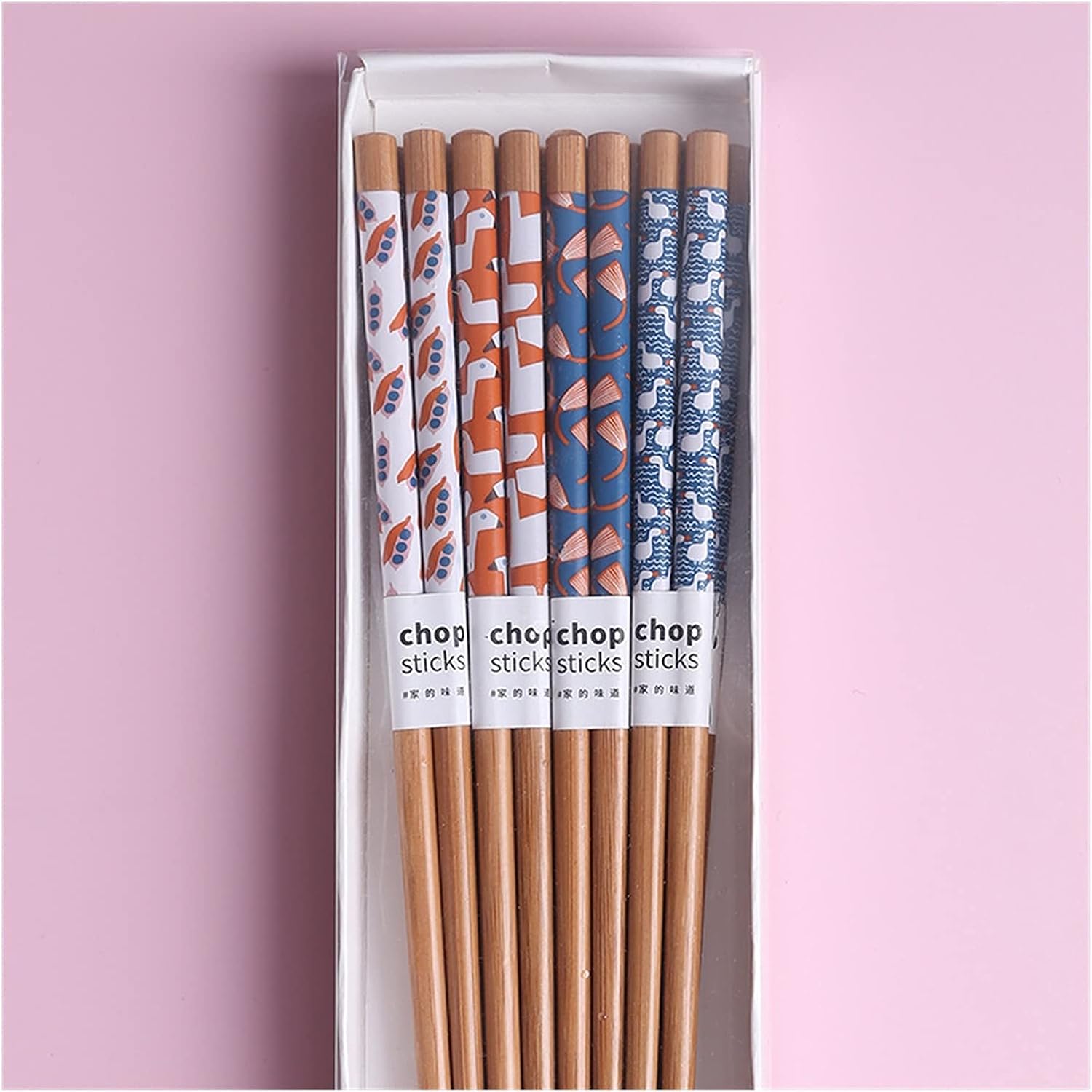 かわいい箸和風竹の箸ギフトボックス北欧竹の箸8ペアの箸韓国の箸セット 色 幾何学 金属製の箸 Wyyhypy Blue 信憑 Orange Color