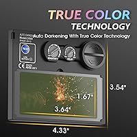 Vista 3 de TOOLIOM - Casco de soldadura con oscurecimiento automático, funciona con energía solar, con rango de sombra ajustable 4/9-13 para capucha