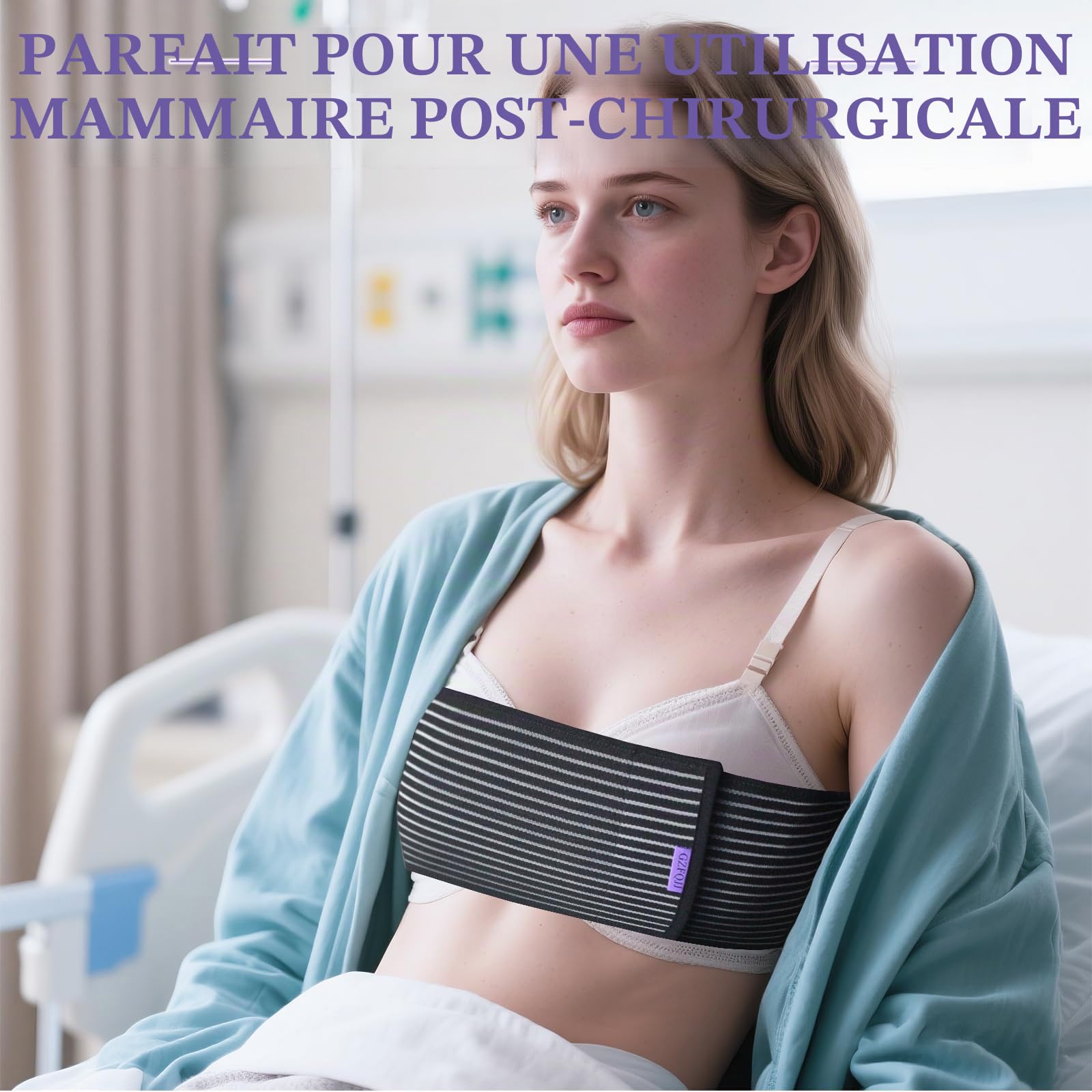 Bande de compression et stabilisateur post-chirurgie pour implant mammaire, sangle d'augmentation et de réduction mammaire, ceinture de poitrine, bandage de soutien de soutien-gorge de sport (noir)