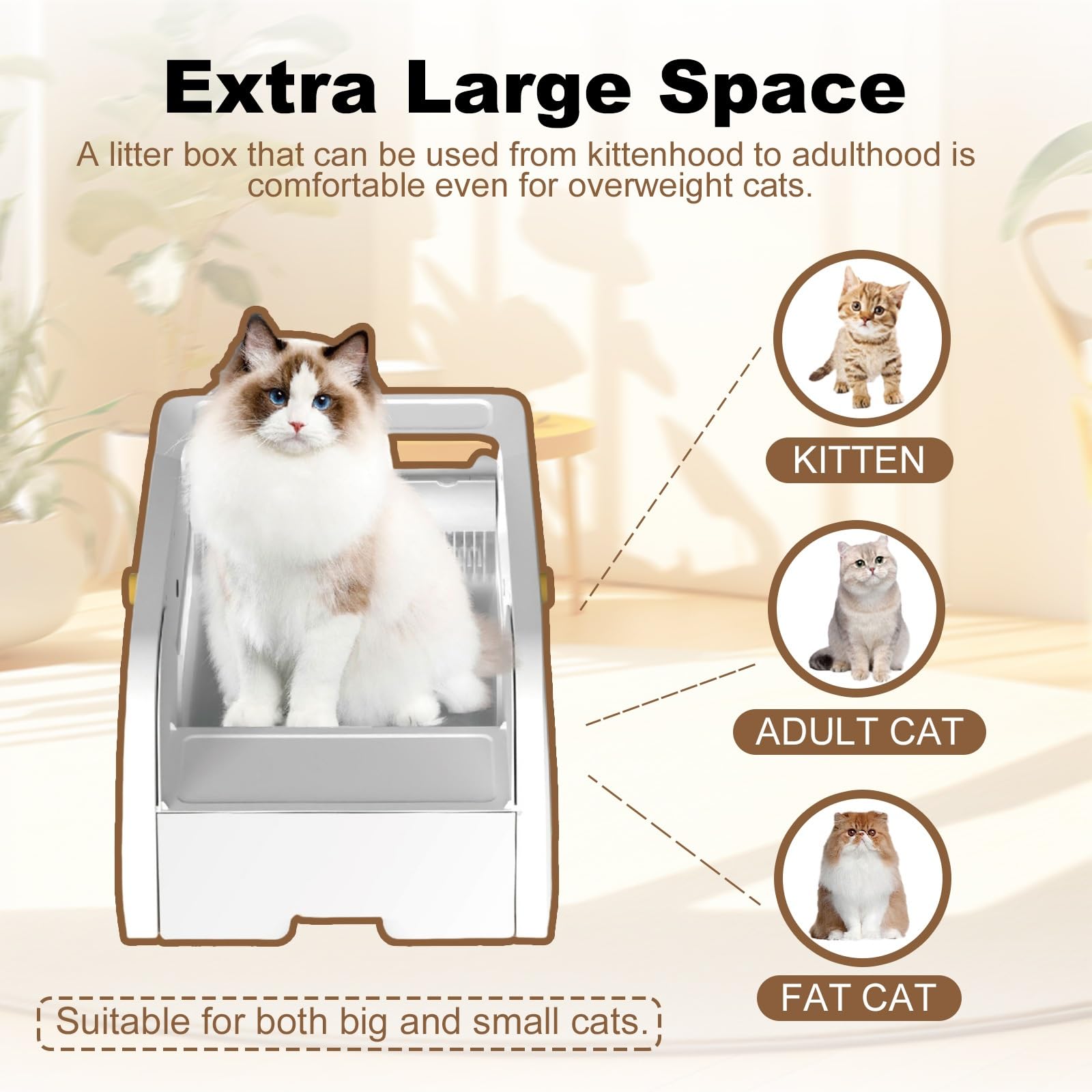 Arenero Autolimpiante para Gatos Mejorado,Arenero Autolimpiante para Gatos Abierto, Gran Capacidad, Control De Olores Arenero, Arenero para Varios Gatos, Inodoro