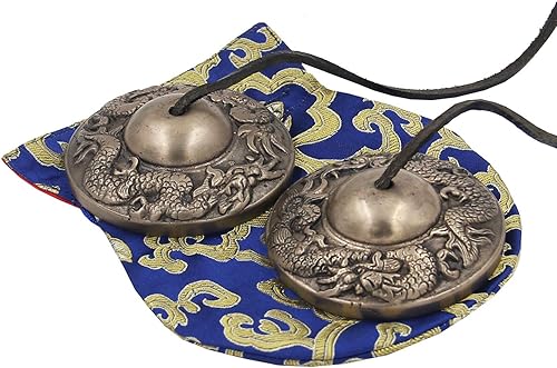 DharmaObjects - Platillos tibetanos grandes de alta calidad con bolsa de 3.0in