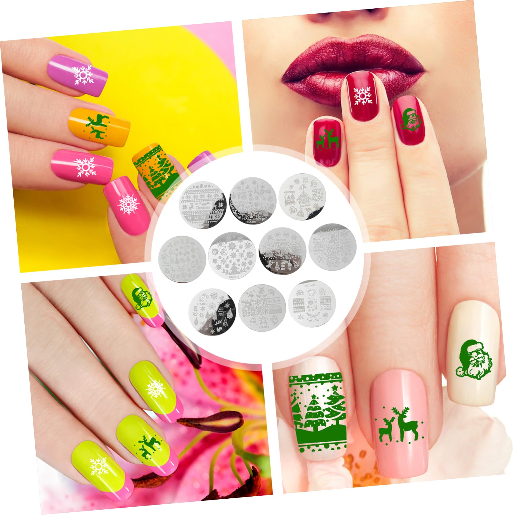 Healvian 30fogli Piastrine Natalizie Per Stamping Unghie Strumenti Per Nail Art Stile Misto Decorazioni Per Manicure e Pedicure Design Profondi e Duraturi