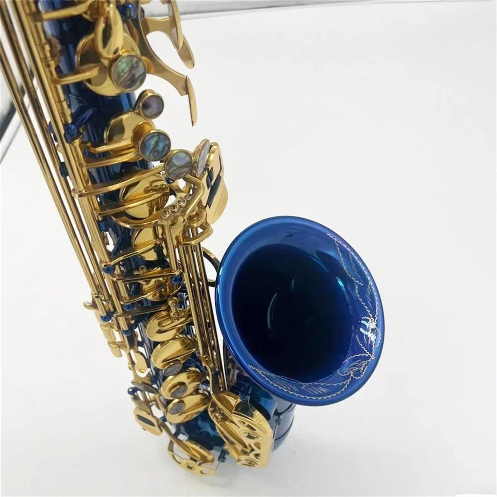 Profesjonalny Saksofon Altowy Z Niebiesko-złotym Tonem E, Głęboki, Pozłacany Profesjonalny Instrument Jazzowy Saksofon Altowy profesjonalny Saksofon (Color : Box)