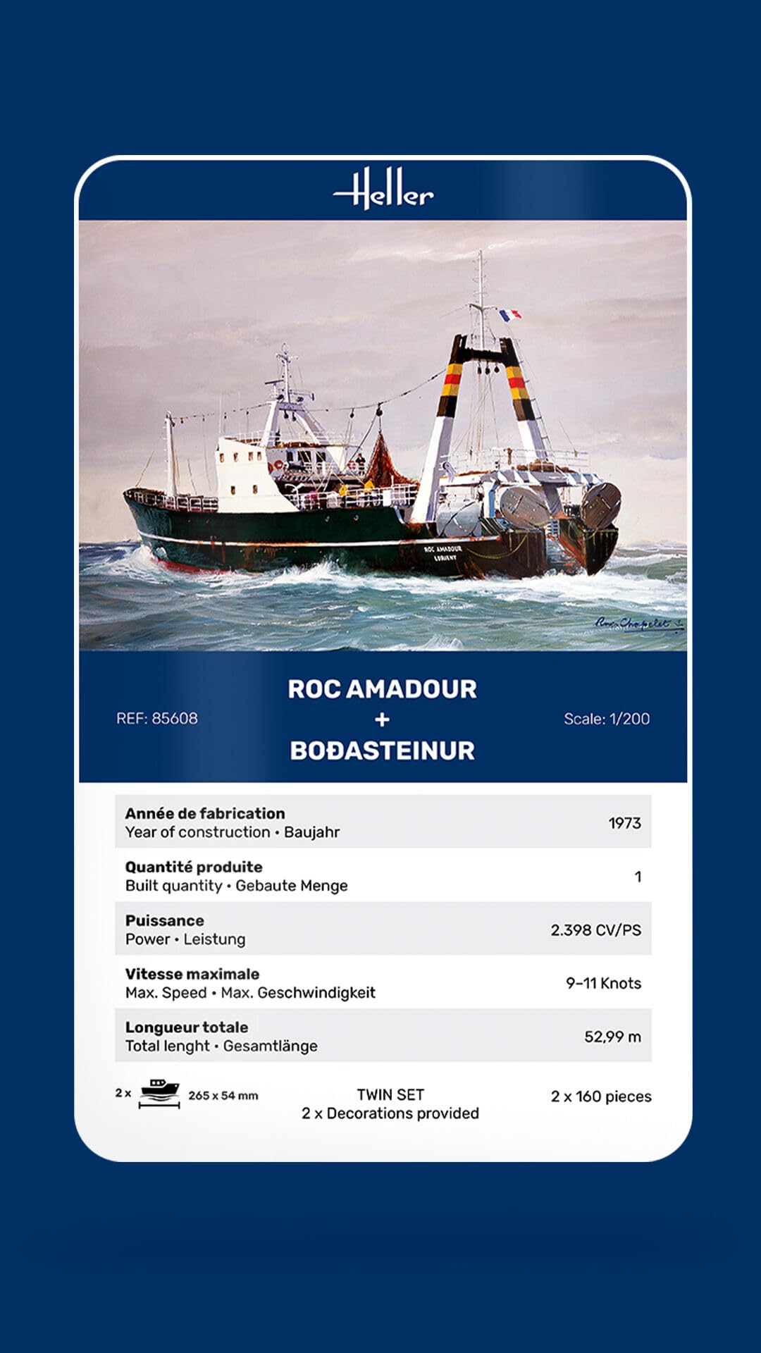 HELLER JOUSTRA Maquette Bateau Roc Amadour Bodasteinur Twinset