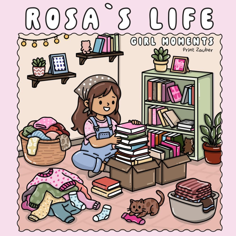 Rosa’s Life: Girl Moments: Aesthetic Coloring Book for Adults and Teens featuring Hand-Drawn Everyday Situations, Cozy Lifestyle, Fashion and Girl Moments