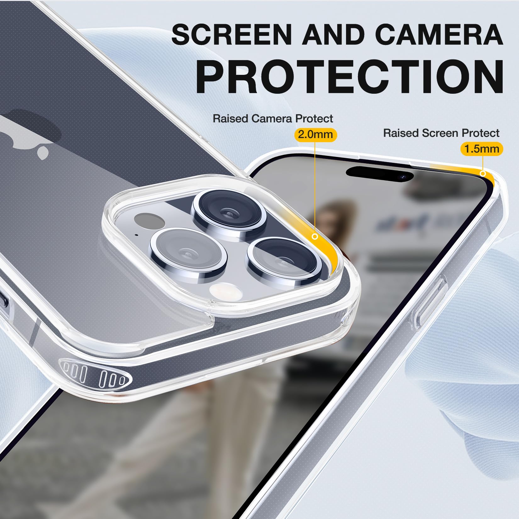 GOODVISH Cover Compatibile con iPhone 15 Pro Max Trasparente con Cordino, Custodia con Regolabile Collana per iPhone 15 Pro Max 6.7'', [Antiurto] [AntiGraffio] Case con Laccio Tracolla, Blu