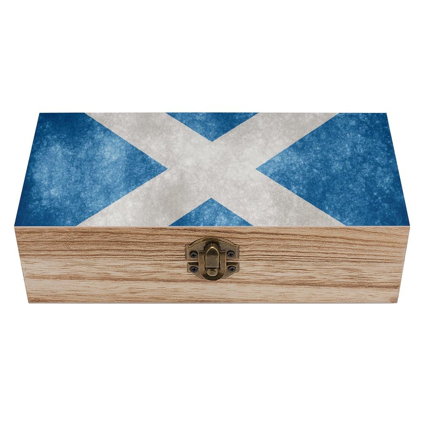 Cgsbngha Style Vintage Scotland Flag Wooden Storage Boxes With Lid Memory Box Decorative Organiser For Office And Home