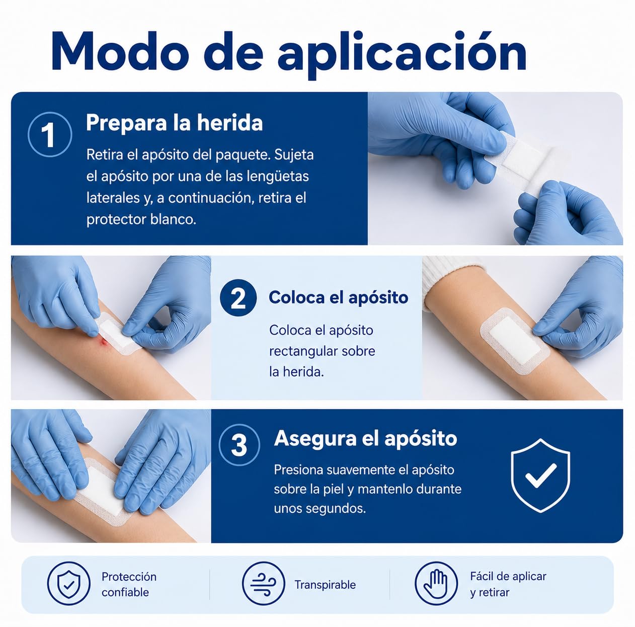 Pack 150 Unidades, 100 Apósitos Adhesivos Estériles Transpirables (5cm x 7,2cm) + 50 Gasas Esteriles de Tejido Sin Tejer (5cm x 5cm) Apositos Adhesivos Parches para Heridas Compresas de Curación