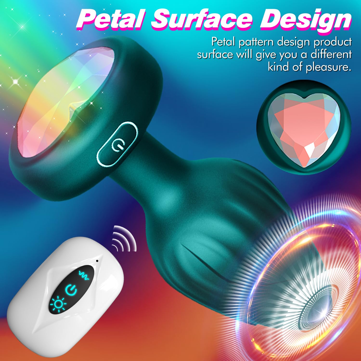Anal Plug Vibrator Couples Sex Toys for Women, Light Up Vibrating Butt Plug with 10 Vibrations Adult Toys, Women Rose Sex Toys Anal Vibrators