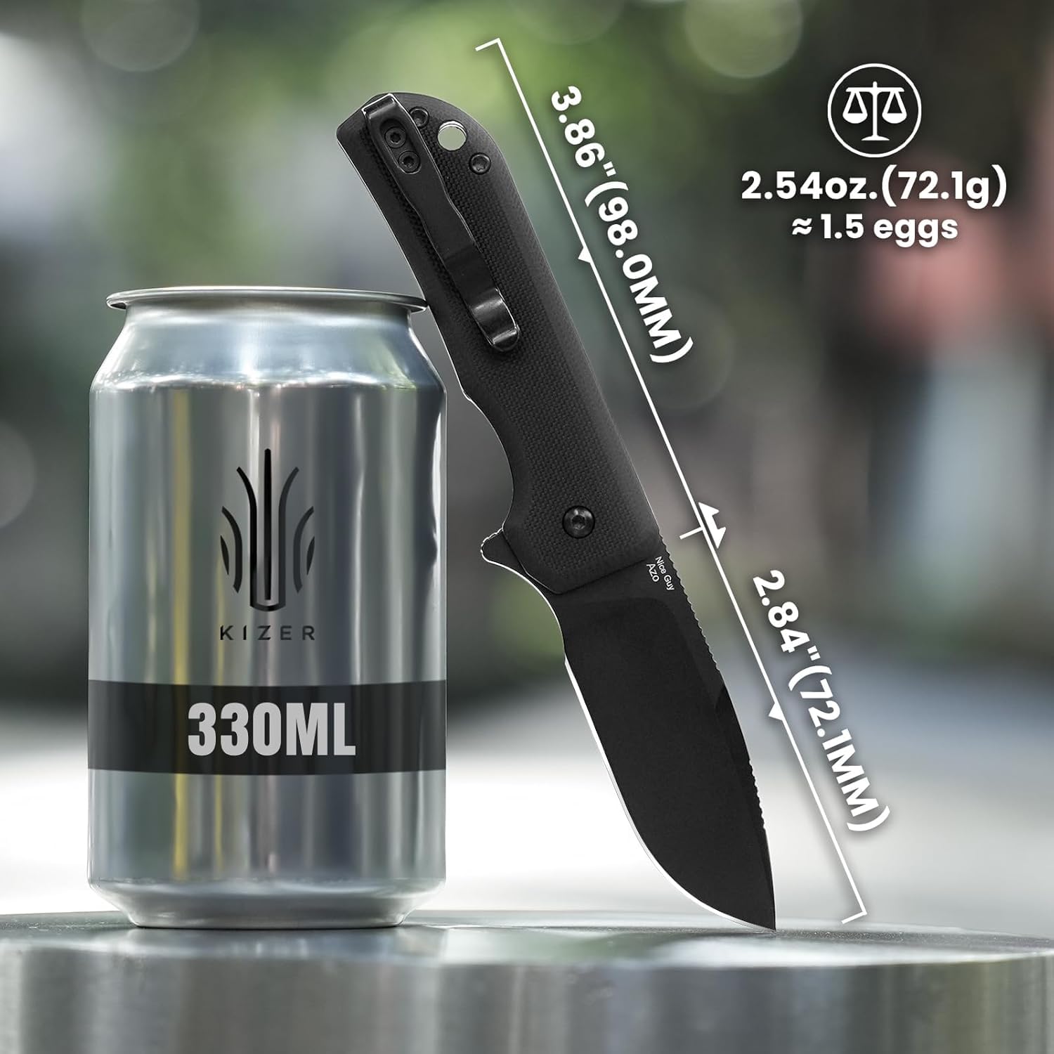 Kizer Nice Guy Couteau Pliant de Poche, 7,21 cm Lame en Acier D2, Manche en G10 Petit Couteau EDC, Non-Automatique Liner Lock Flipper, Couteaux Tranchants pour Camping Randonnée et Survie V3011M1